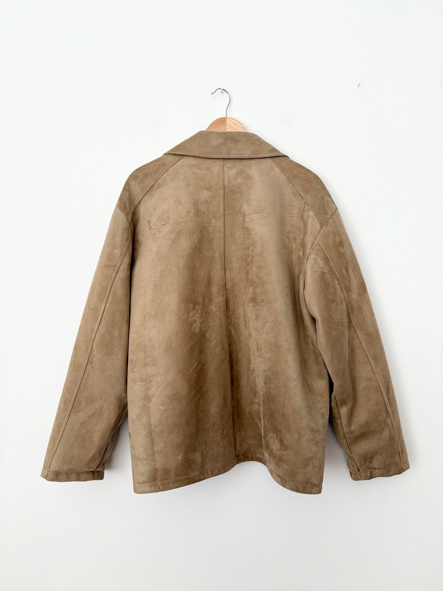 Blouson aviateur vintage en daim beige, taille 2XL