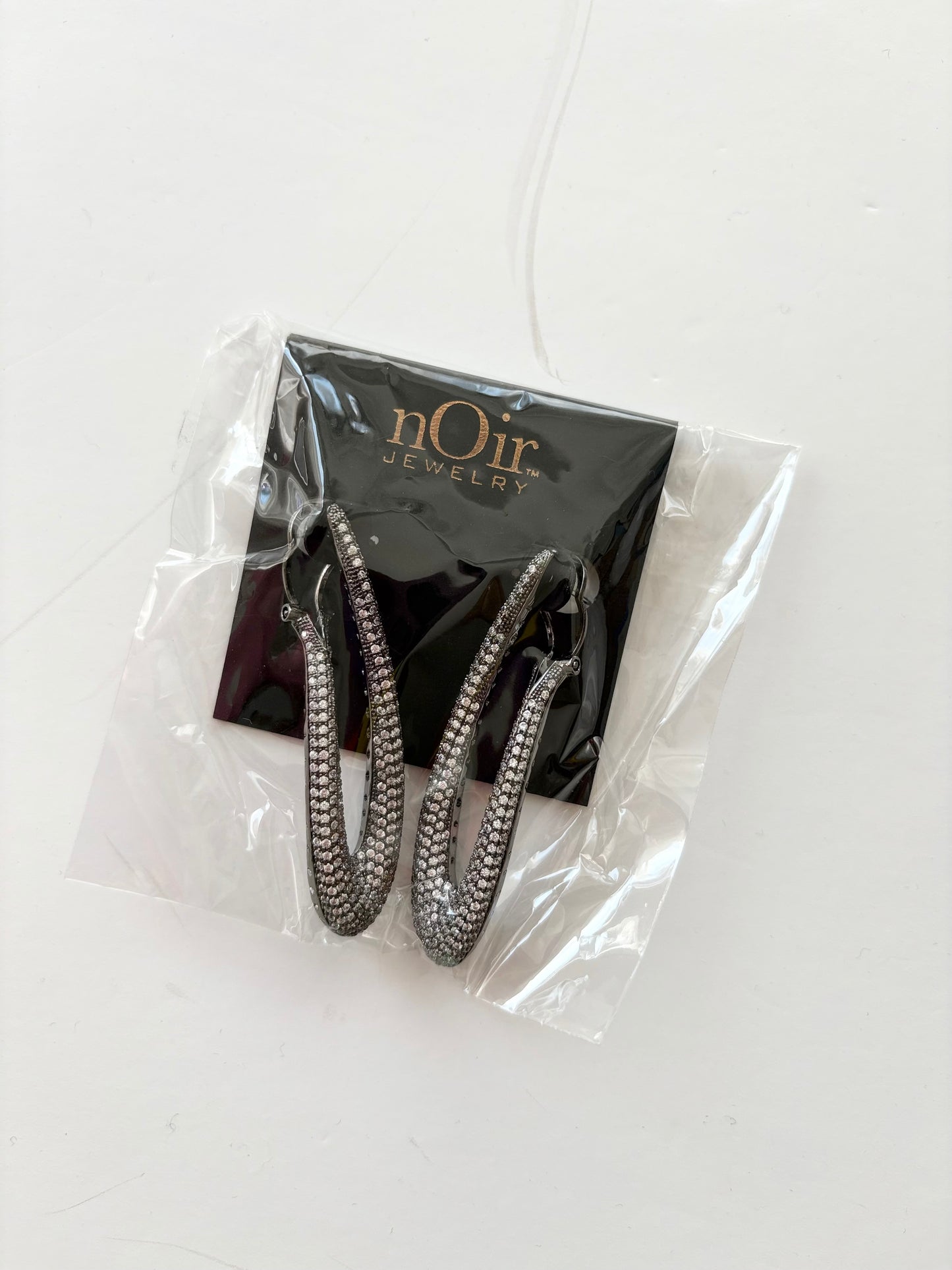 Noir NYC diamante gunmetal earrings