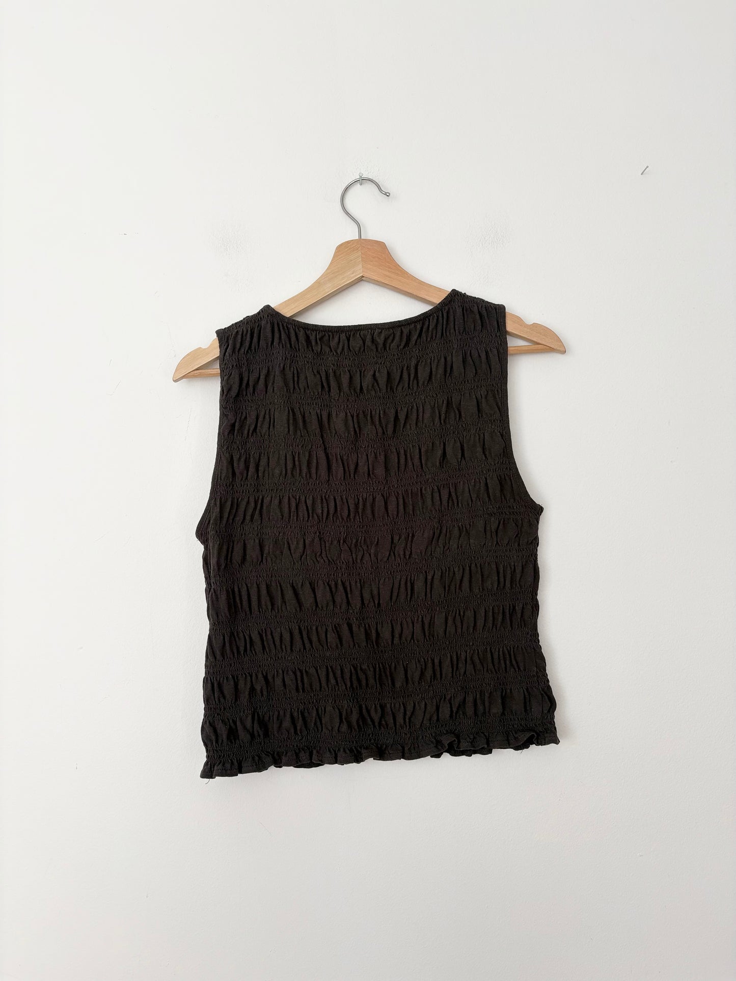 Débardeur Madewell en lin mélangé à col bateau smocké, taille S