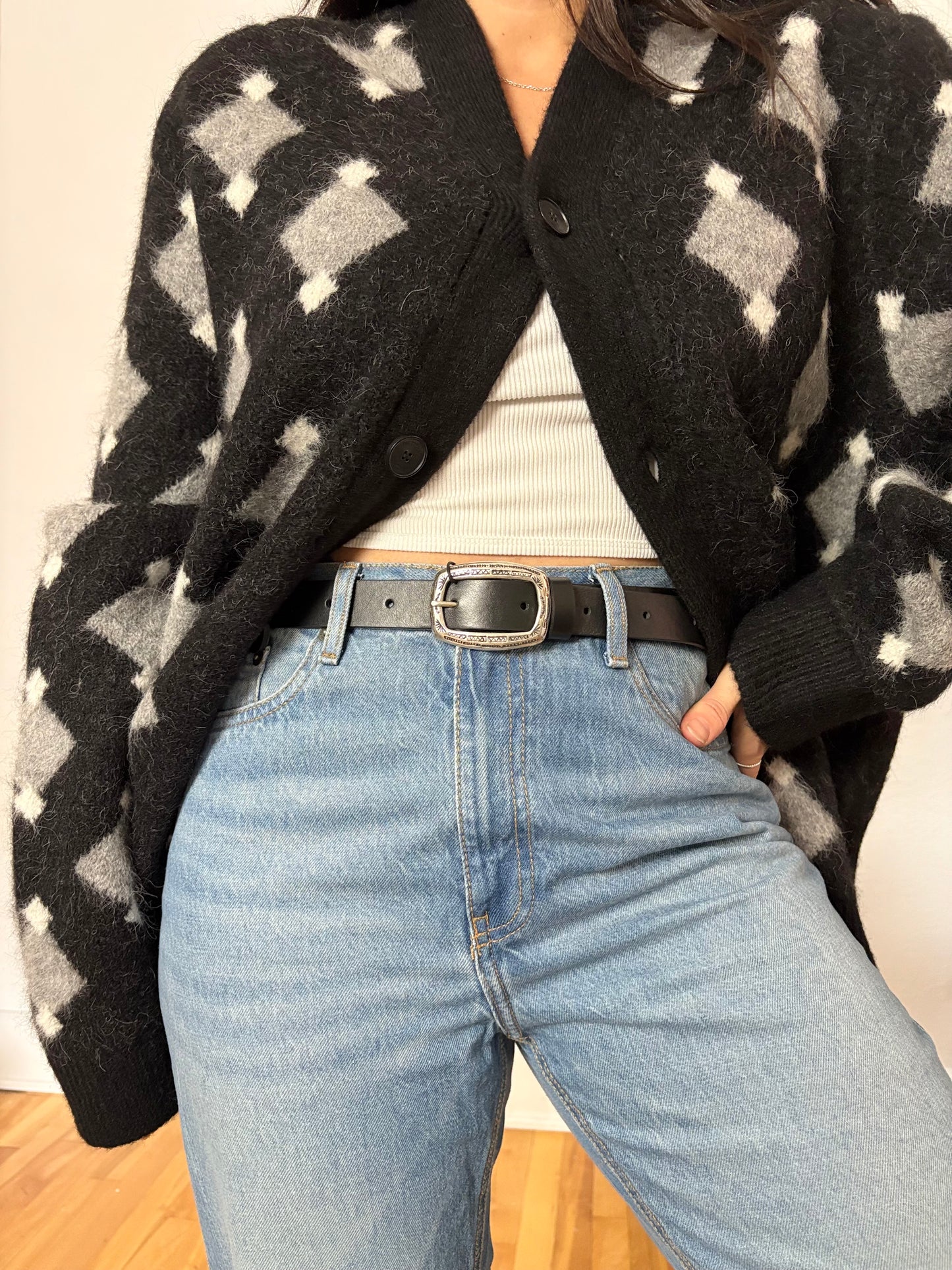 The kooples engraved buckle leather belt XS-Large