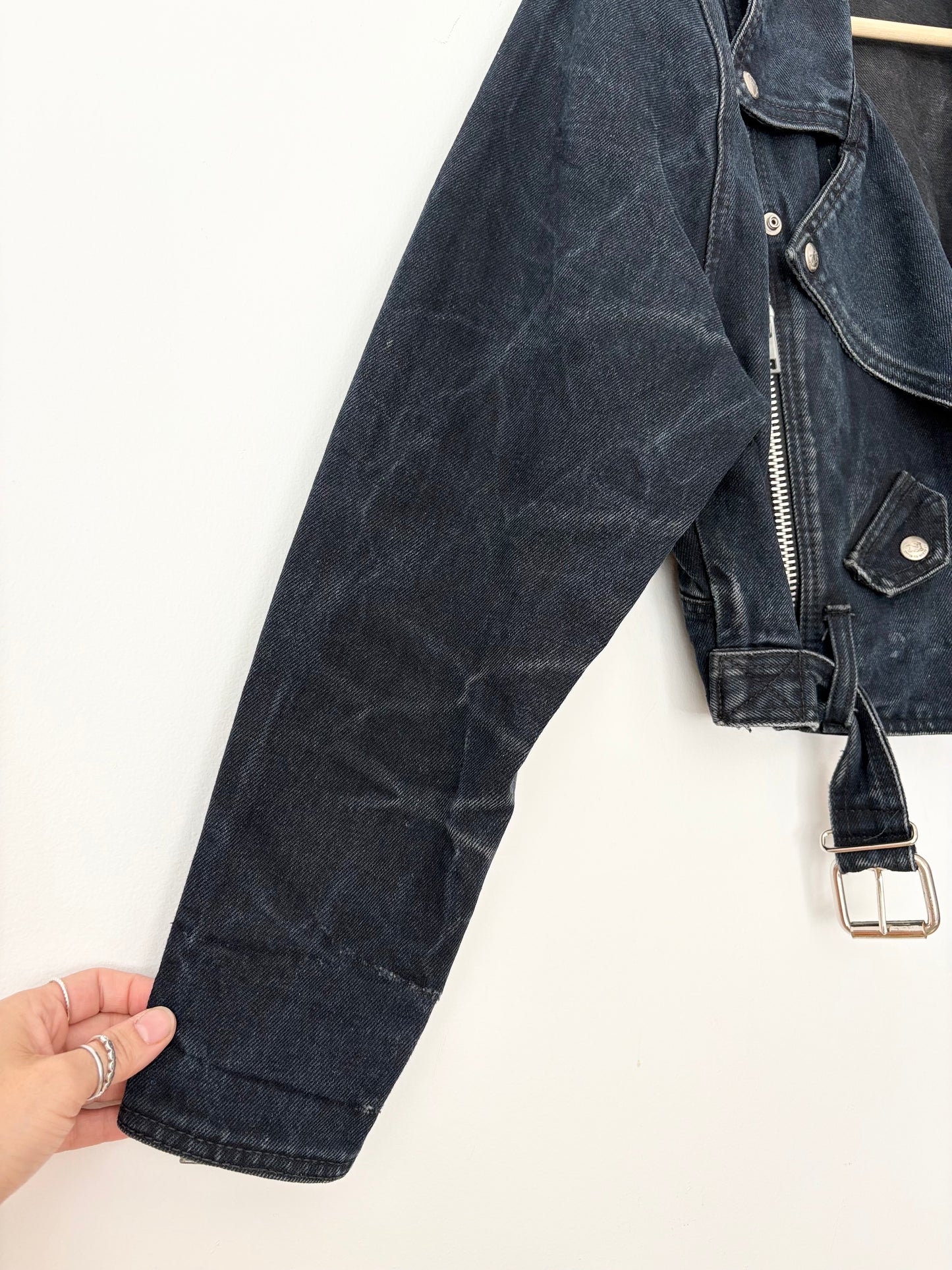Veste de motard en jean Parasuco vintage S/M