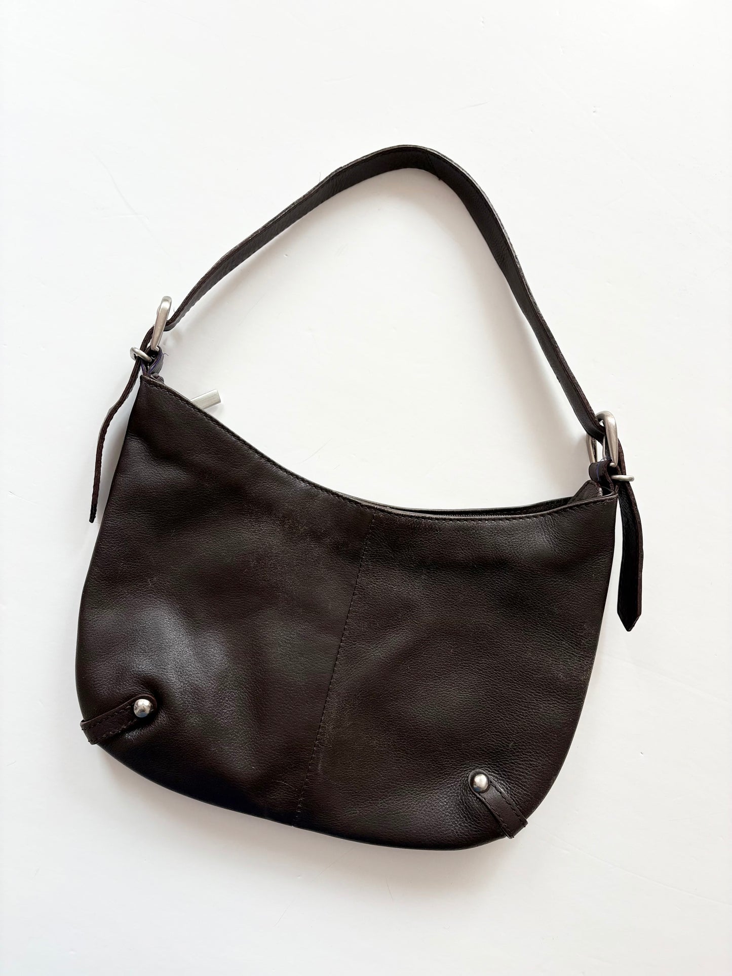 Vintage leather studded shoulder bag