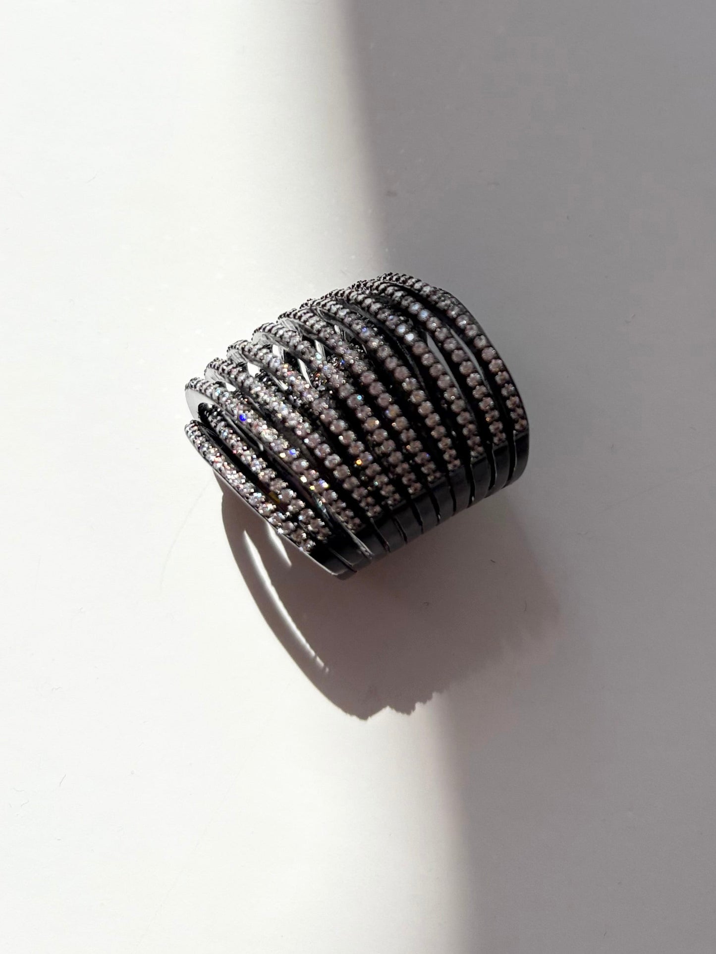 Noir NYC crystal spiral ring