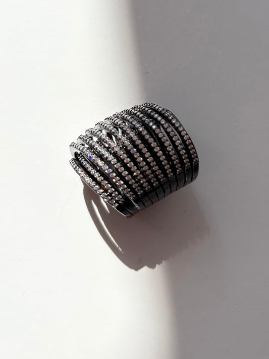 Bague spirale en cristal Noir NYC