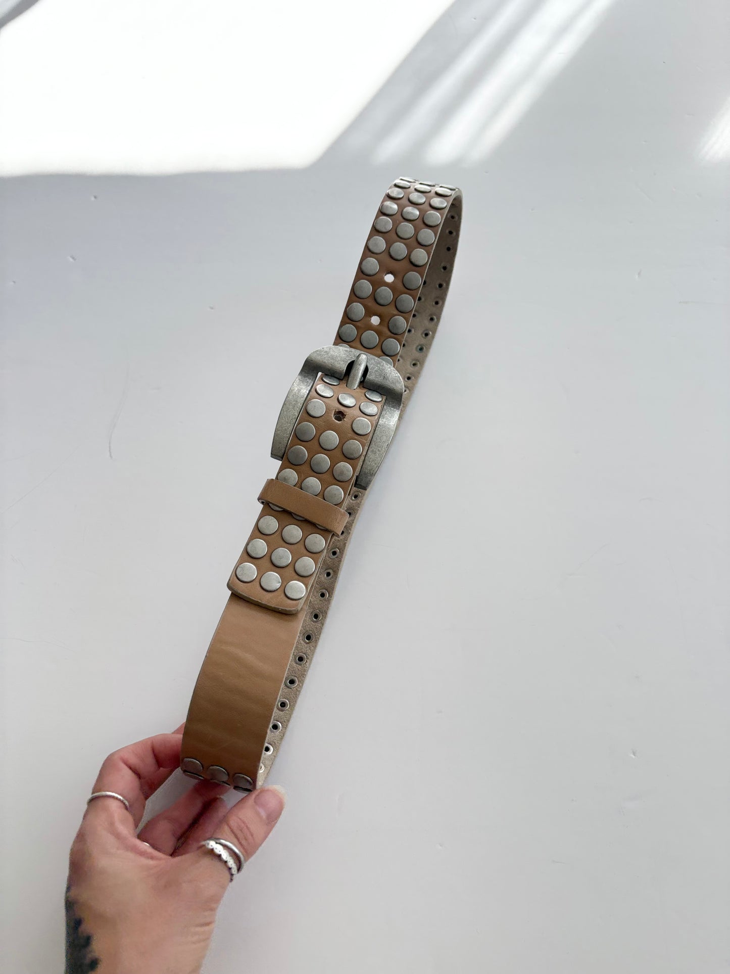 Studded leather belt M/L
