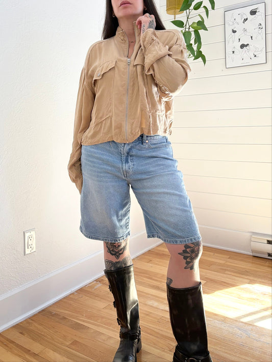 BlankNYC ruched sleeve bomber jacket Medium