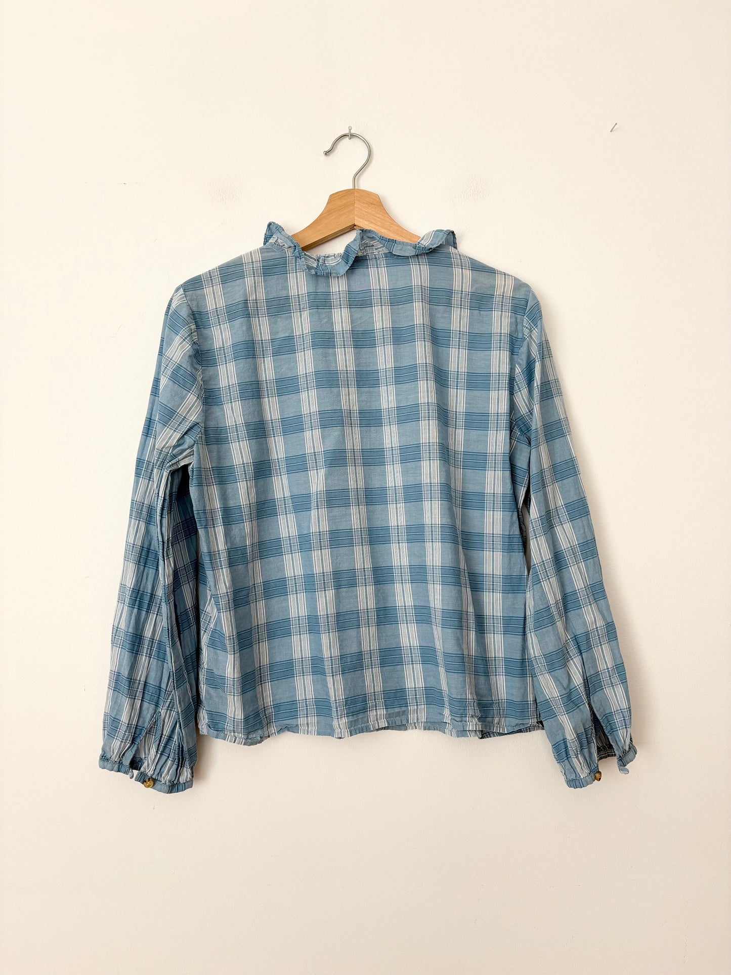 Madewell ruffle neck plaid blouse Medium