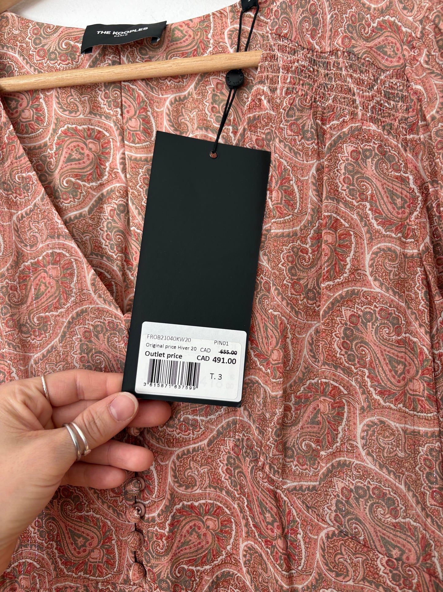 Robe longue en soie mélangée à imprimé paisley The Kooples M/L