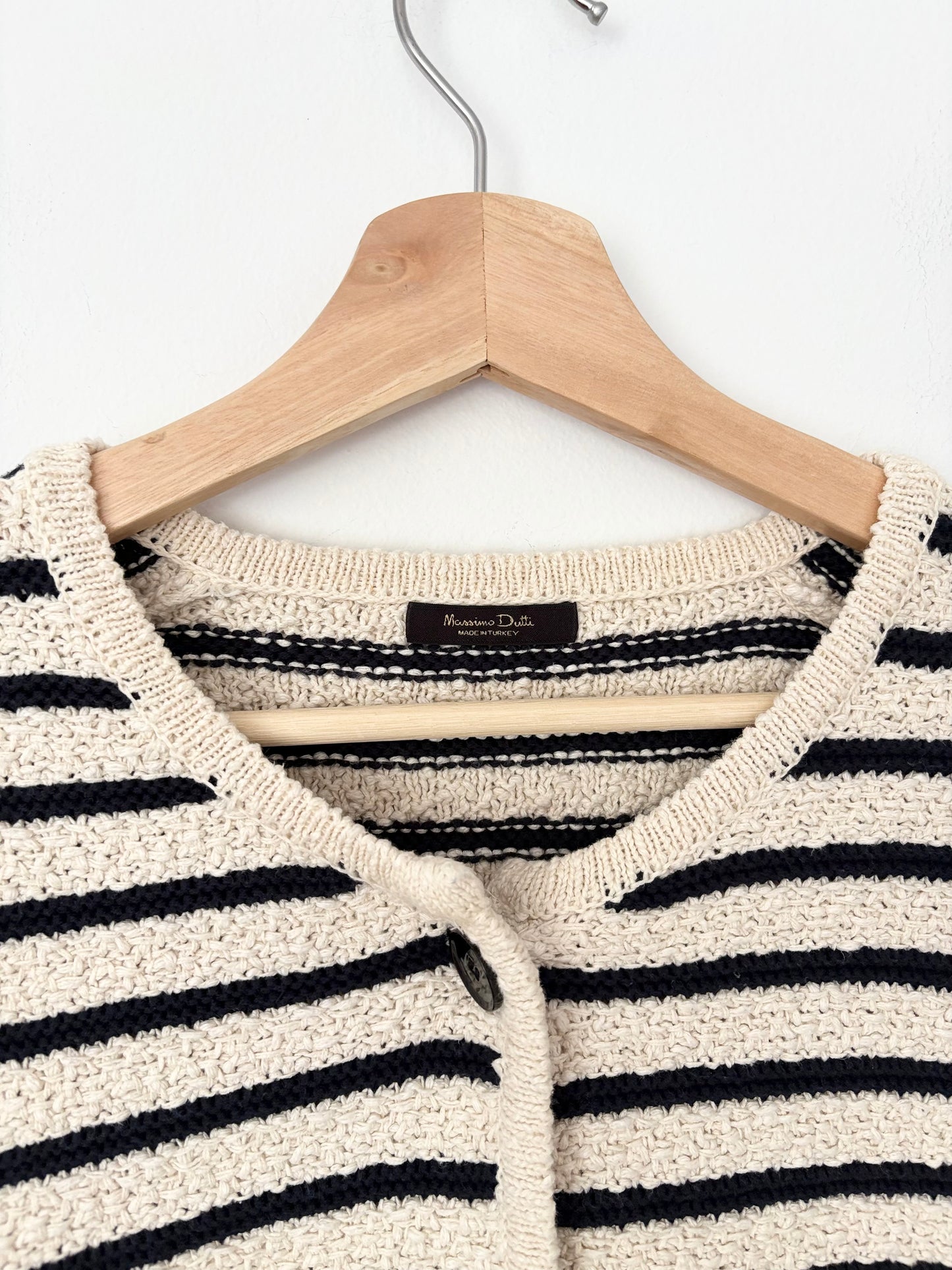 Massimo Dutti stripe textured knit cardigan Medium
