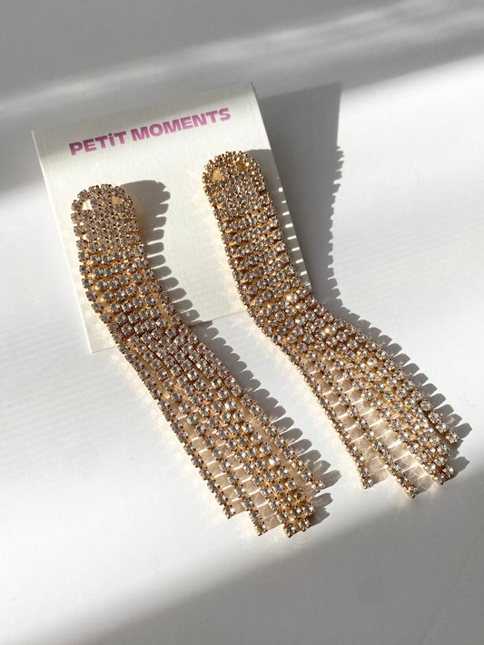 Boucles d'oreilles strass dorés Petits Moments Glitz