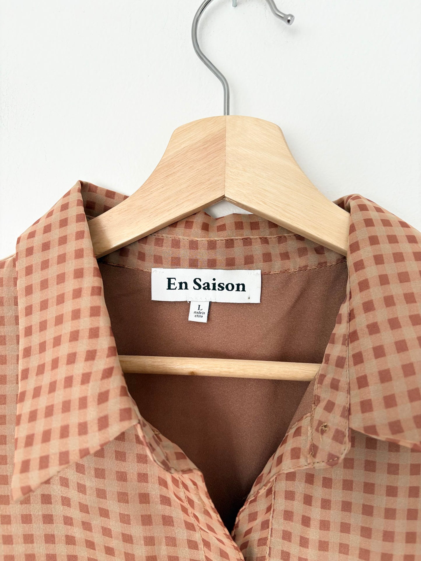 En saison organza check print tiered dress Large