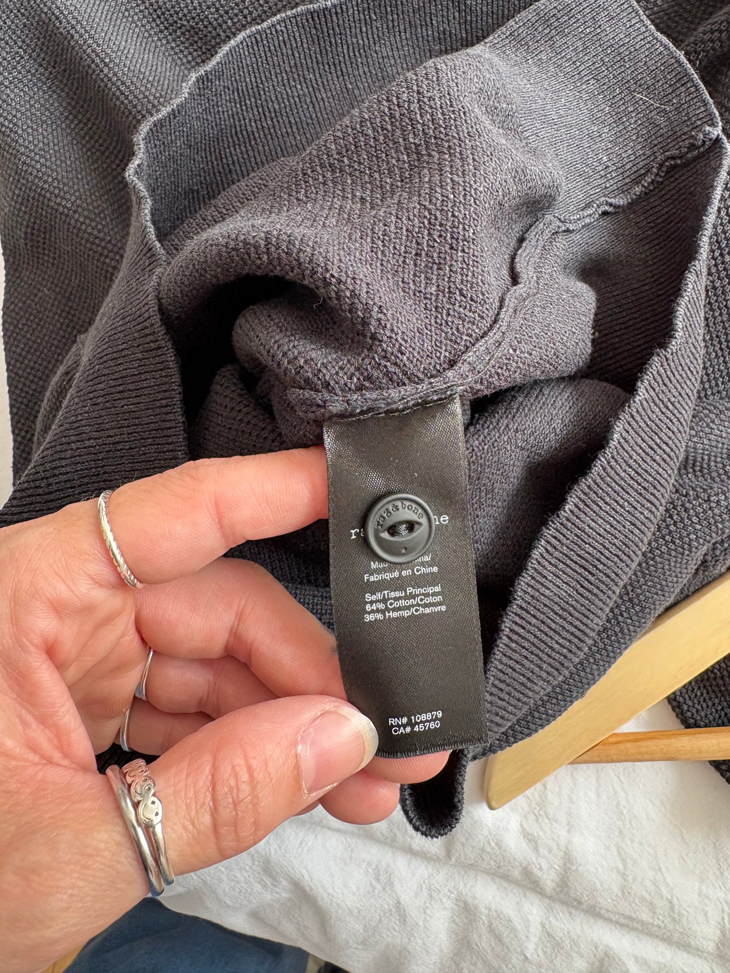 Rag & Bone hemp blend piqué polo shirt Medium