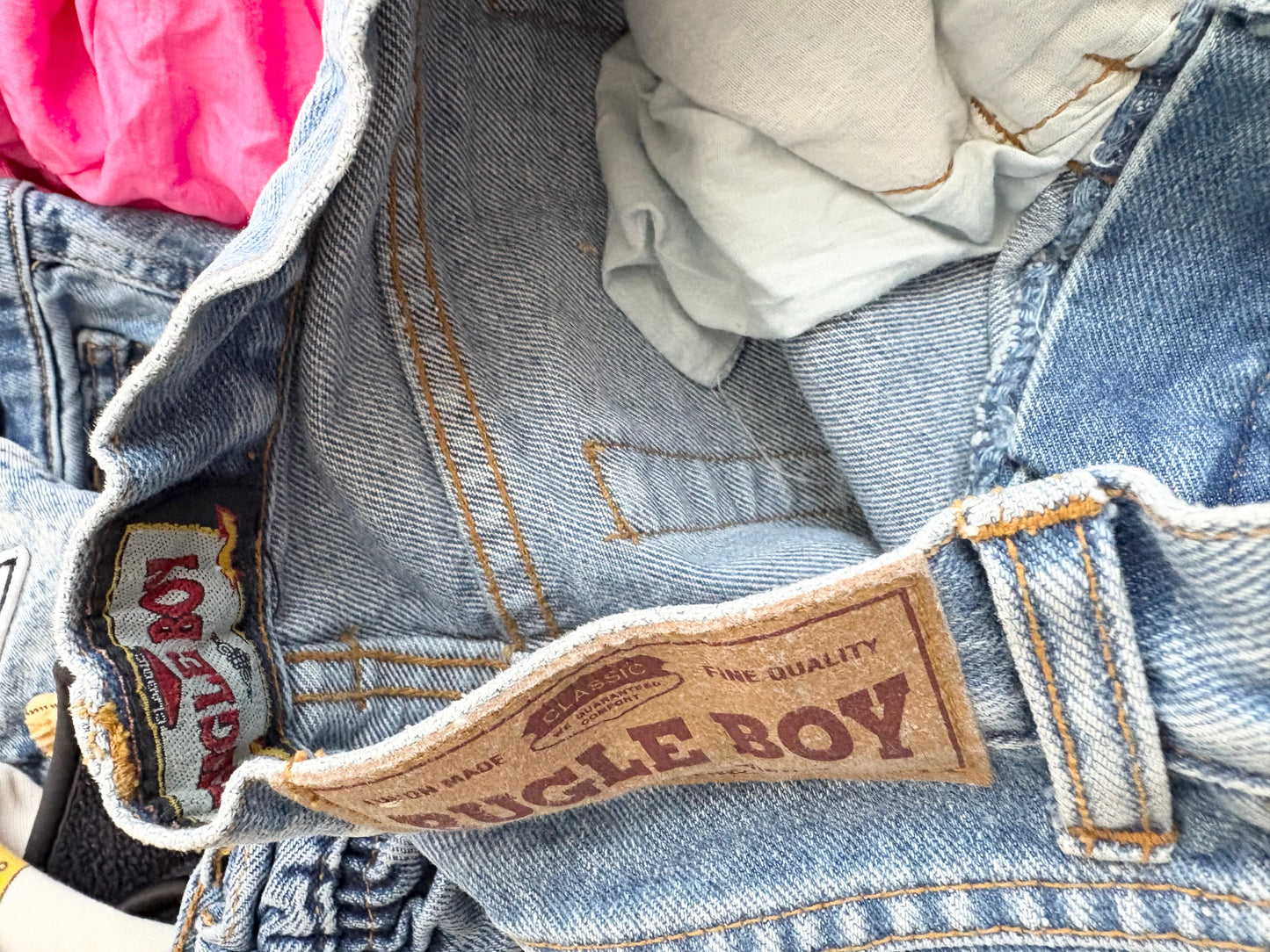 Vintage bugle boy patchwork tapered jeans 7Y