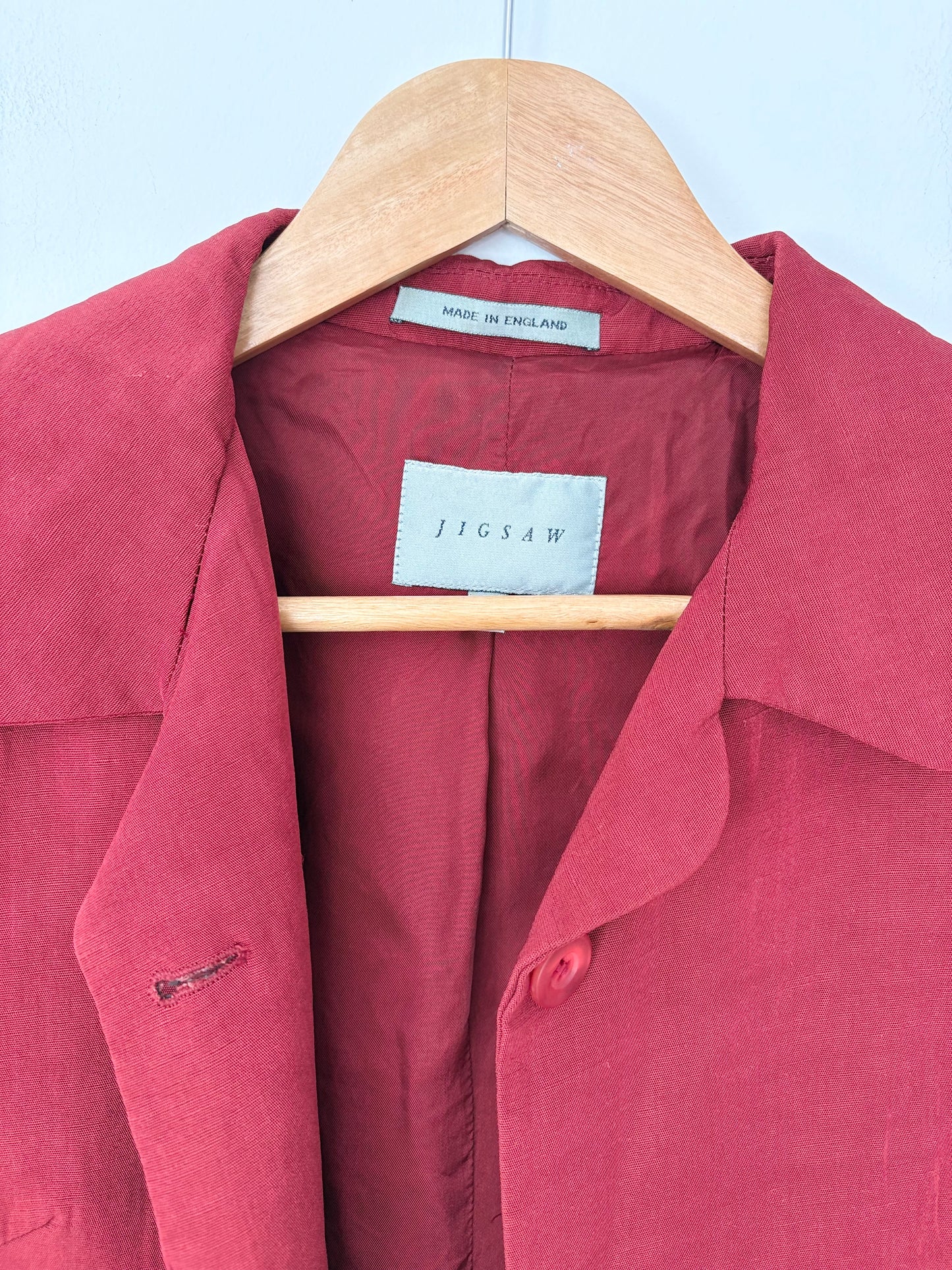 Jigsaw red linen blend tailored coat Medium
