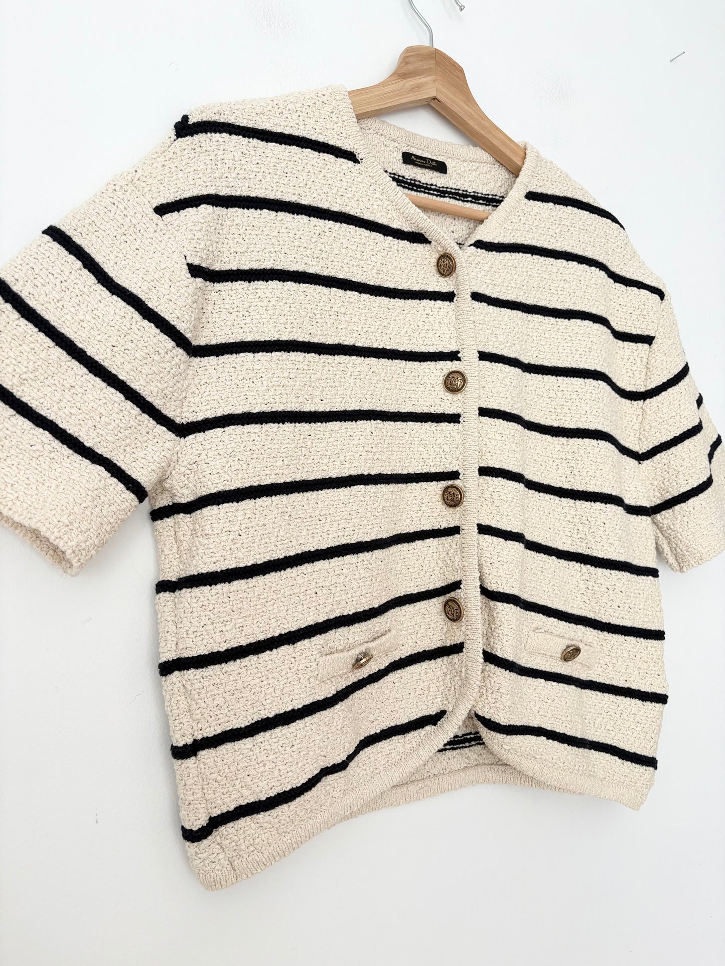 Massimo Dutti stripe textured knit cardigan Medium
