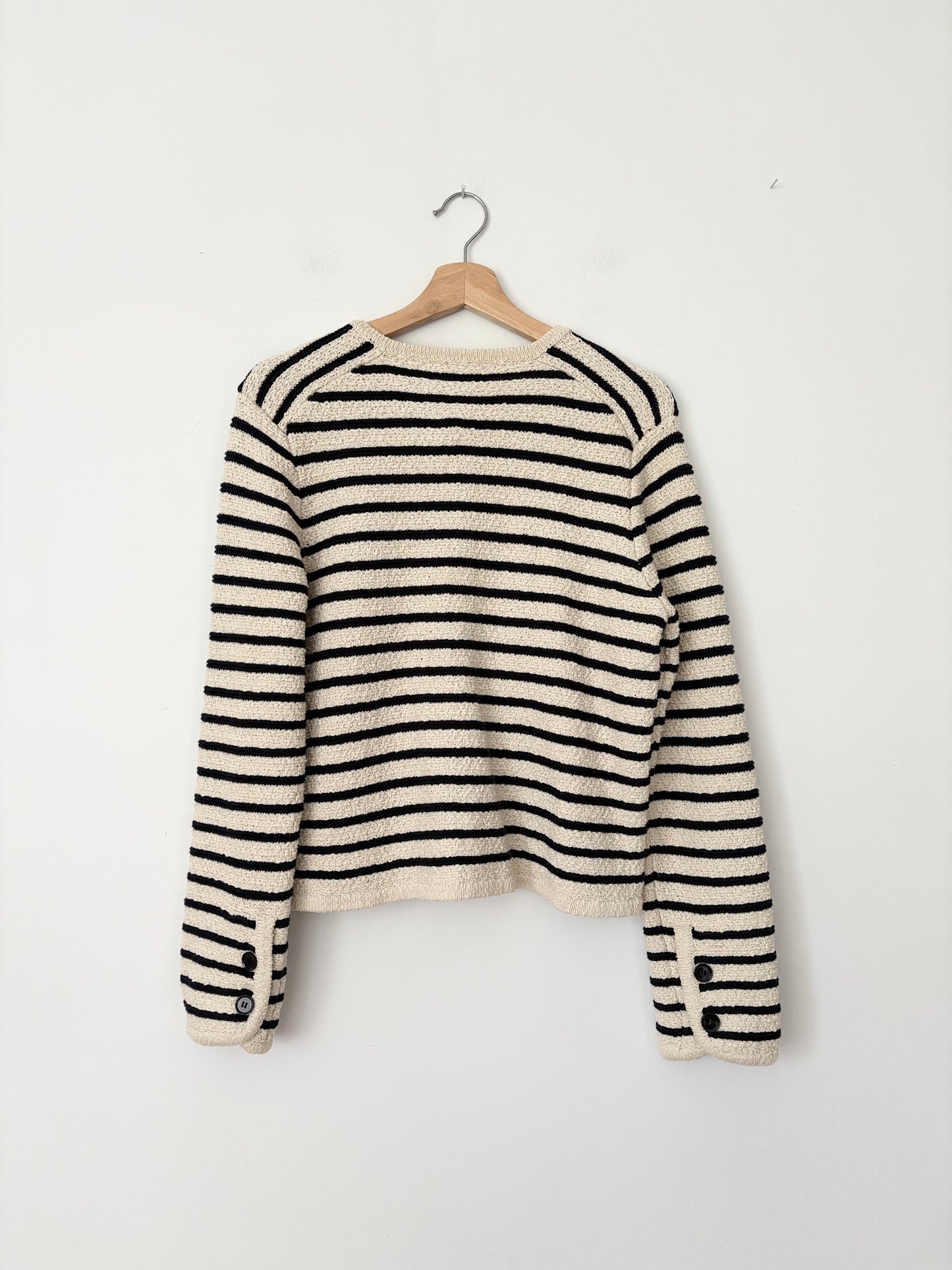 Massimo Dutti stripe textured knit cardigan Medium