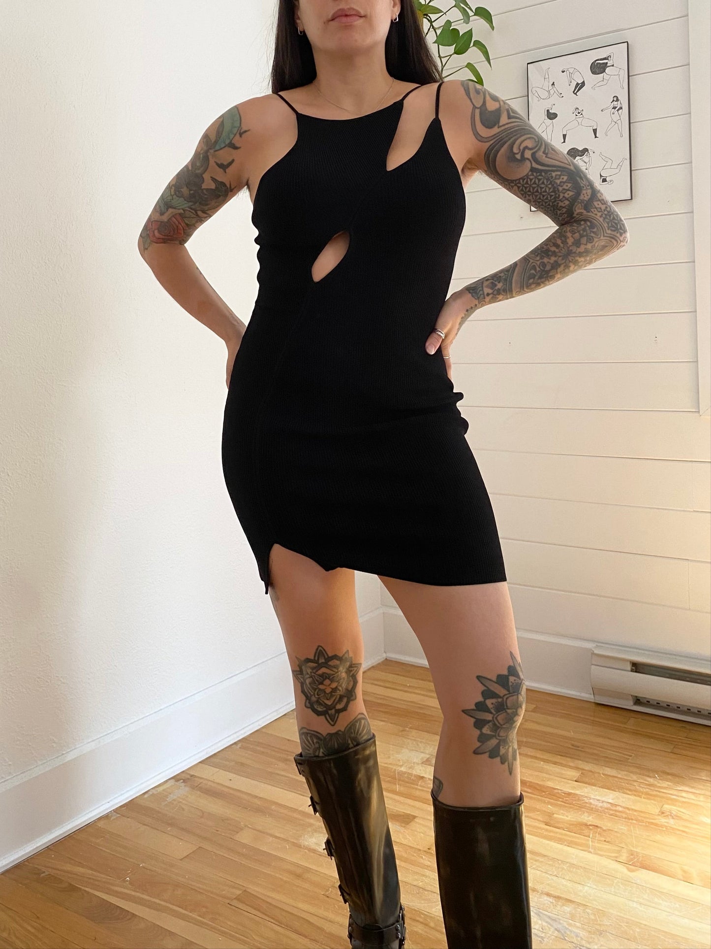 ASTR The label ribbed cut out dress S/M