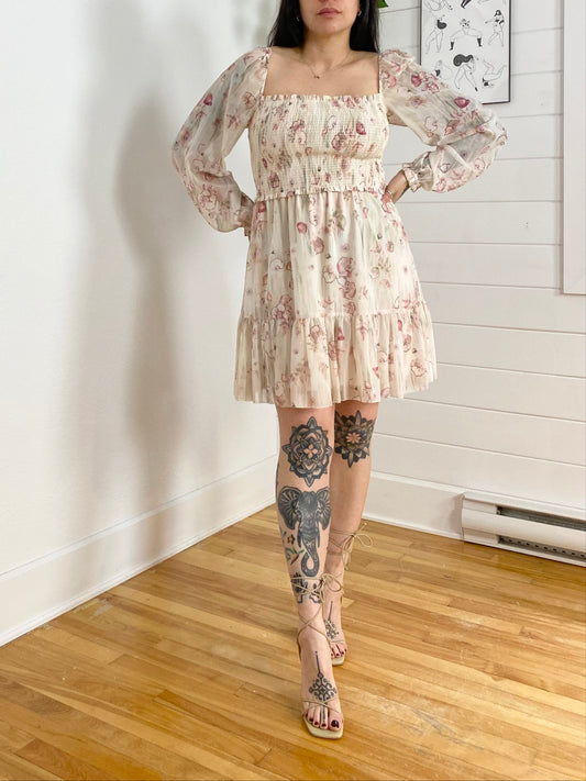 Robe fleurie à smocks Wilfred M/L