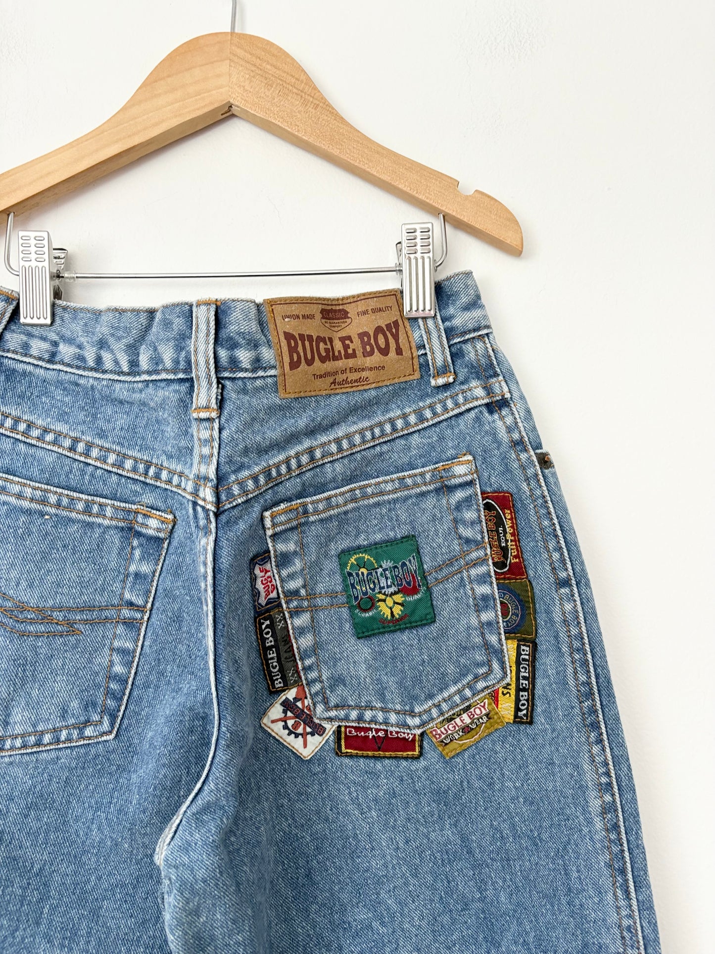 Vintage bugle boy patchwork tapered jeans 7Y