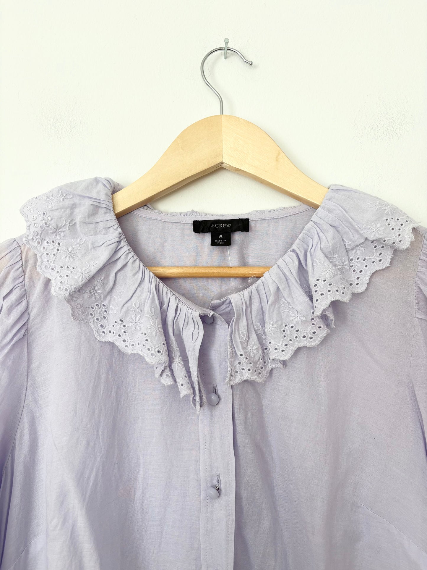 J.crew ruffle collar embroidered blouse Medium