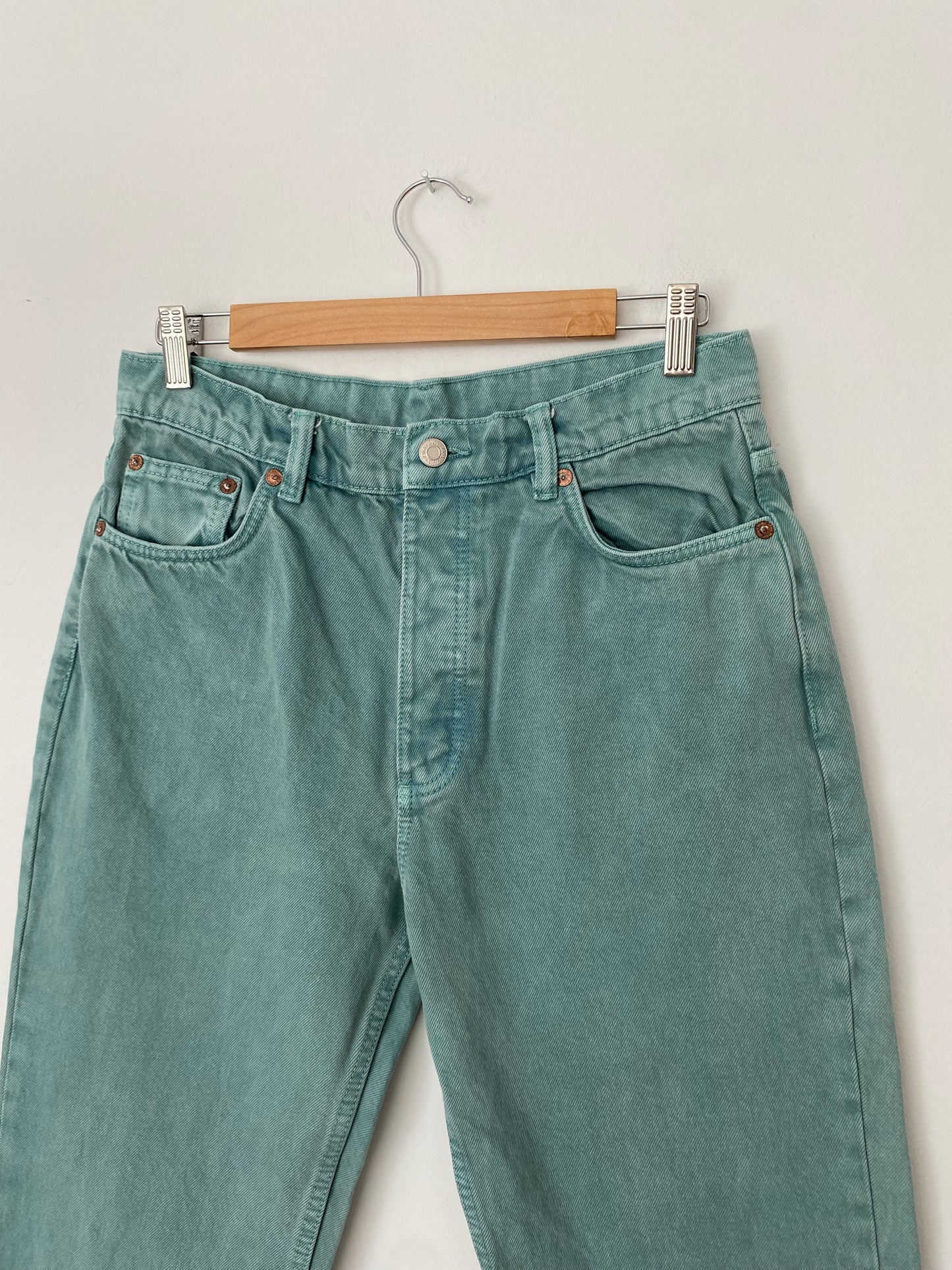 Jean Zara à jambe large couleur écume de mer W29