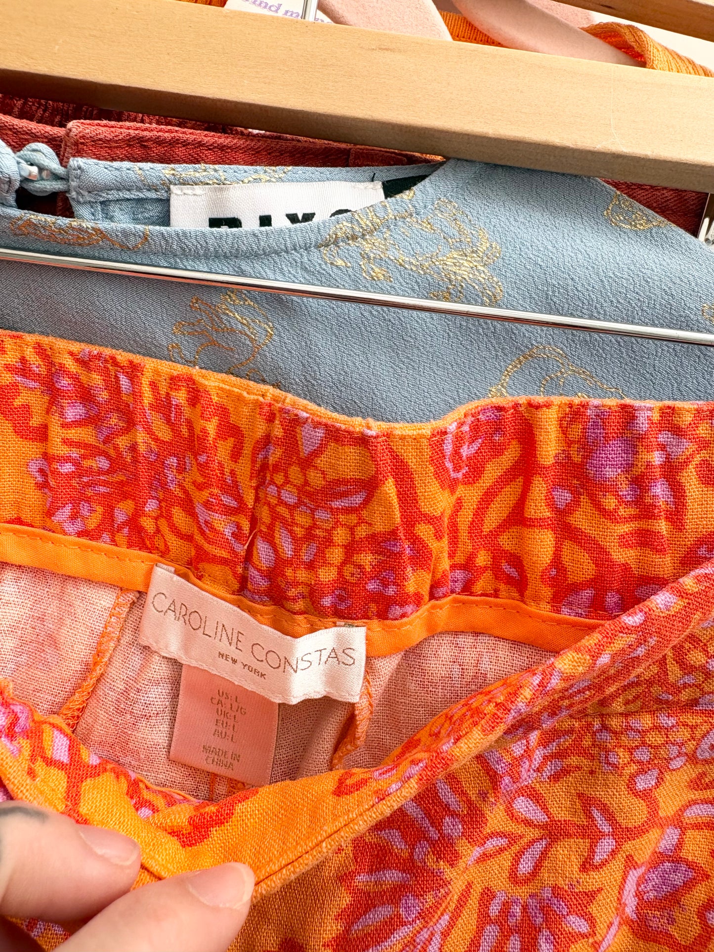 Caroline Constas Linen blend floral pants Large