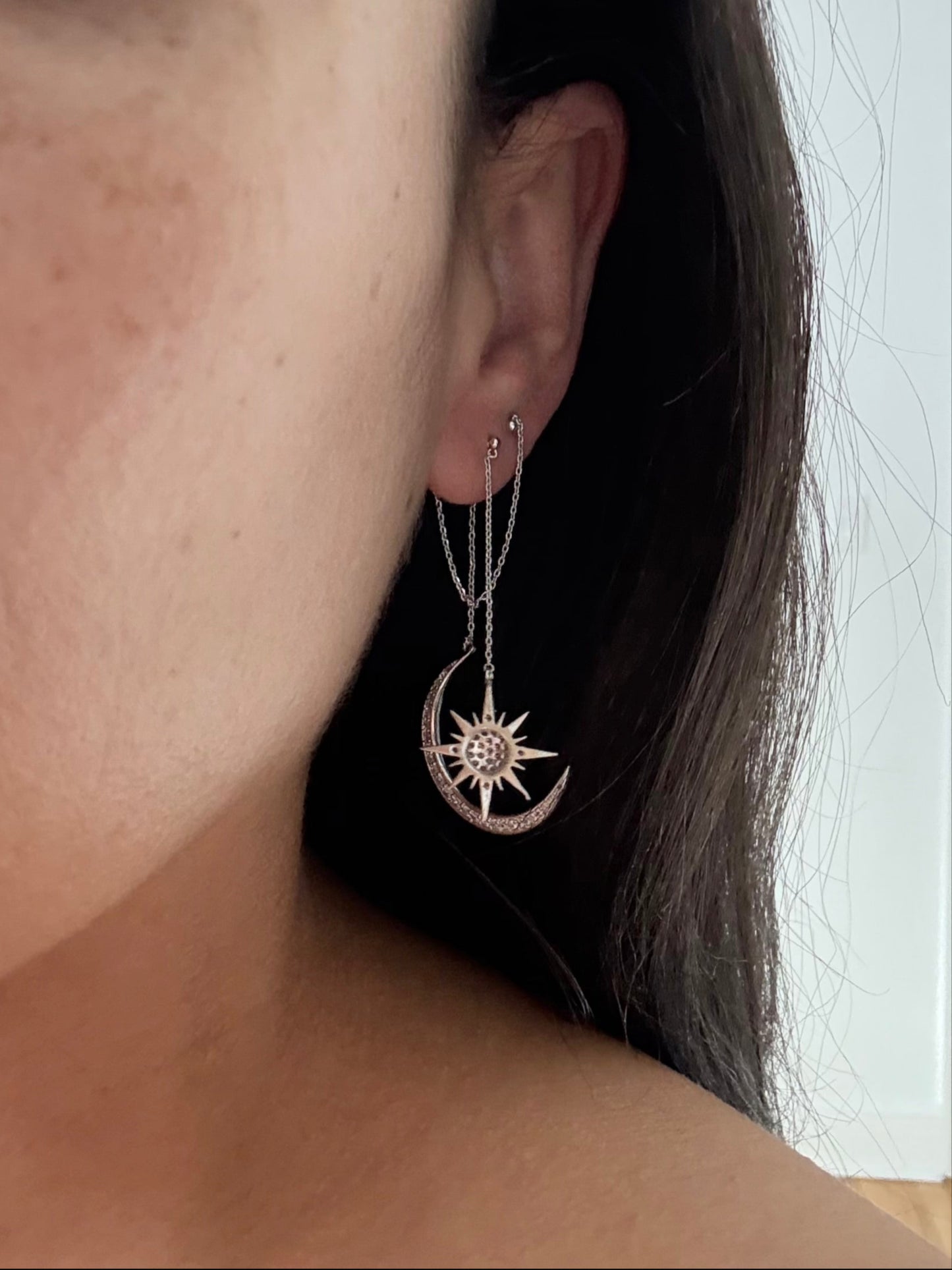 Noir NYC star swinger double earrings