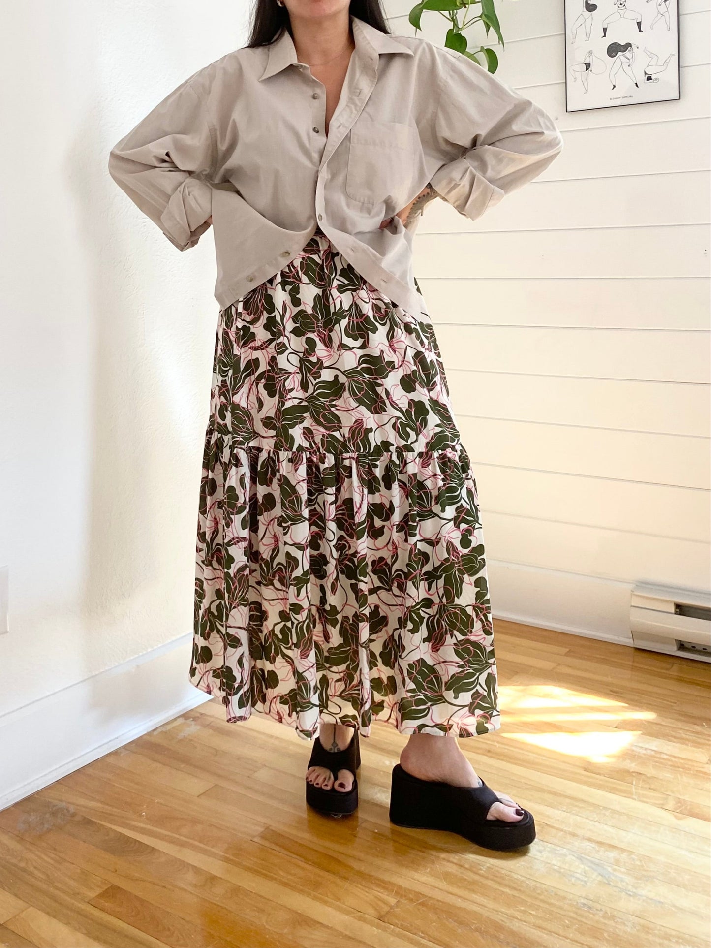 Parker ruffle tiered floral midi skirt W27