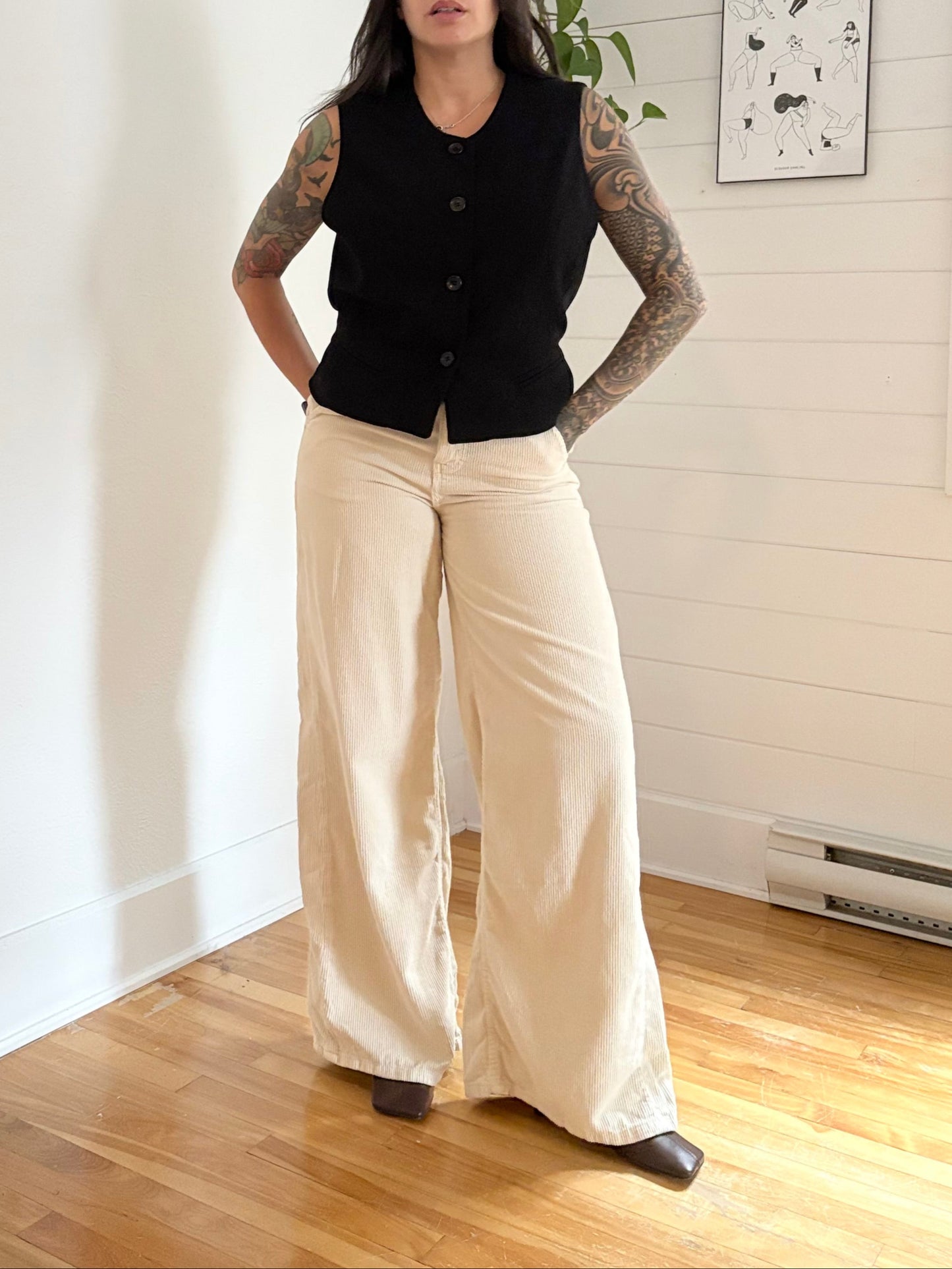 Free People Harlow wide leg corduroy pants W28