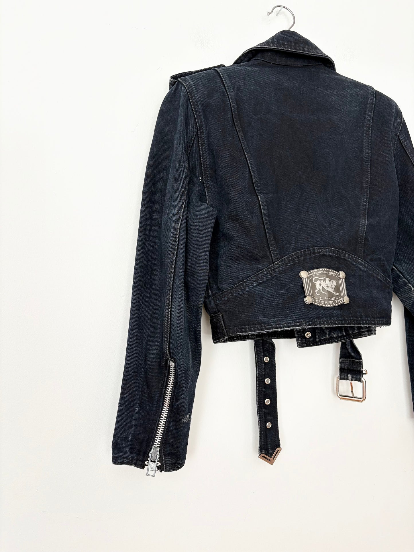 Veste de motard en jean Parasuco vintage S/M