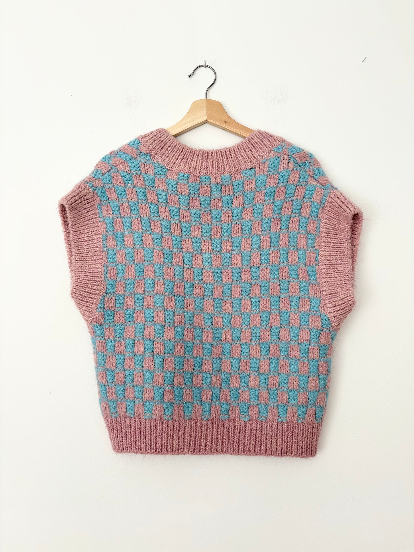 Zara wool blend knit checkered sleeveless sweater Small