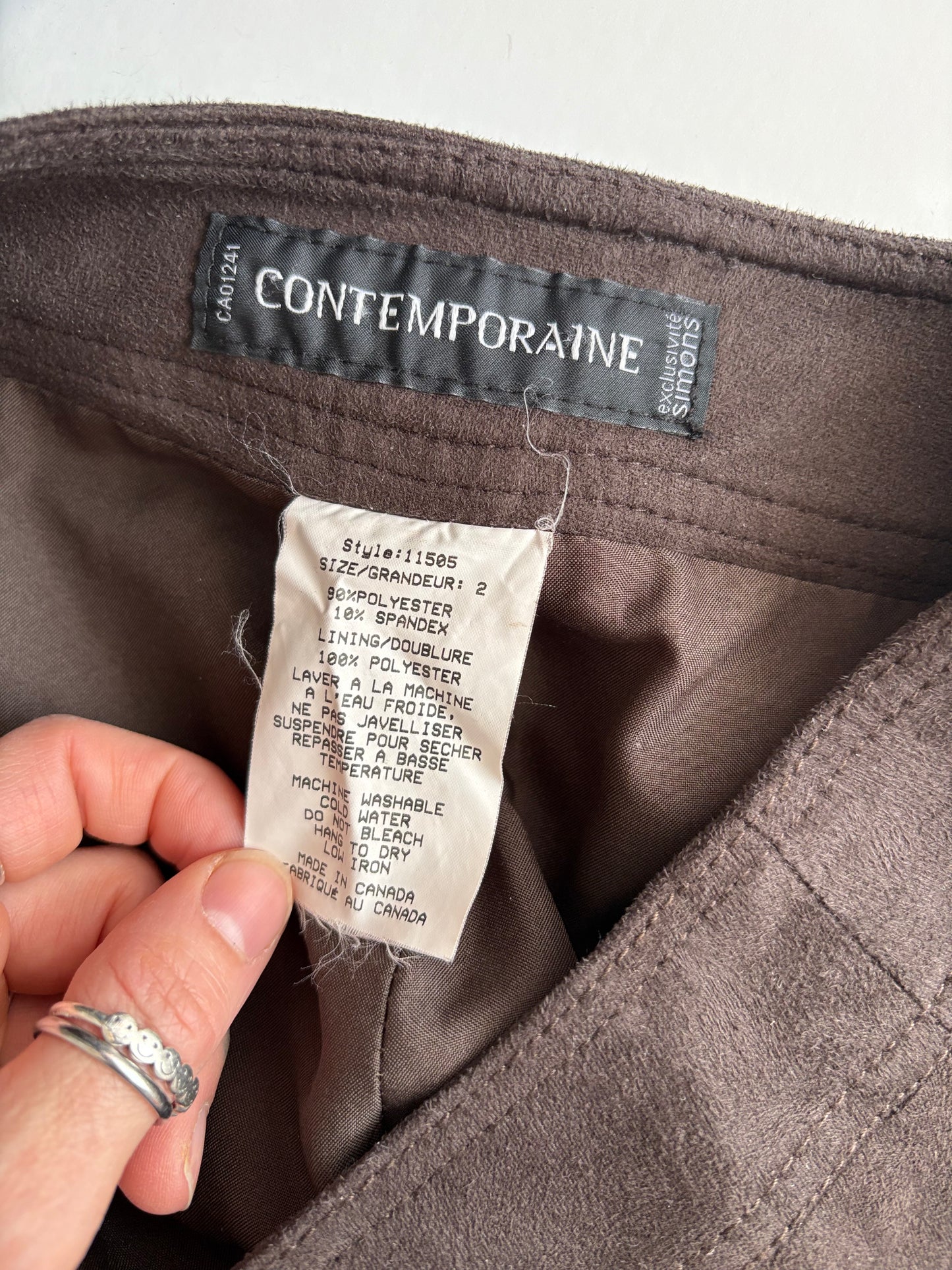 Vintage dark brown faux suede pants W27