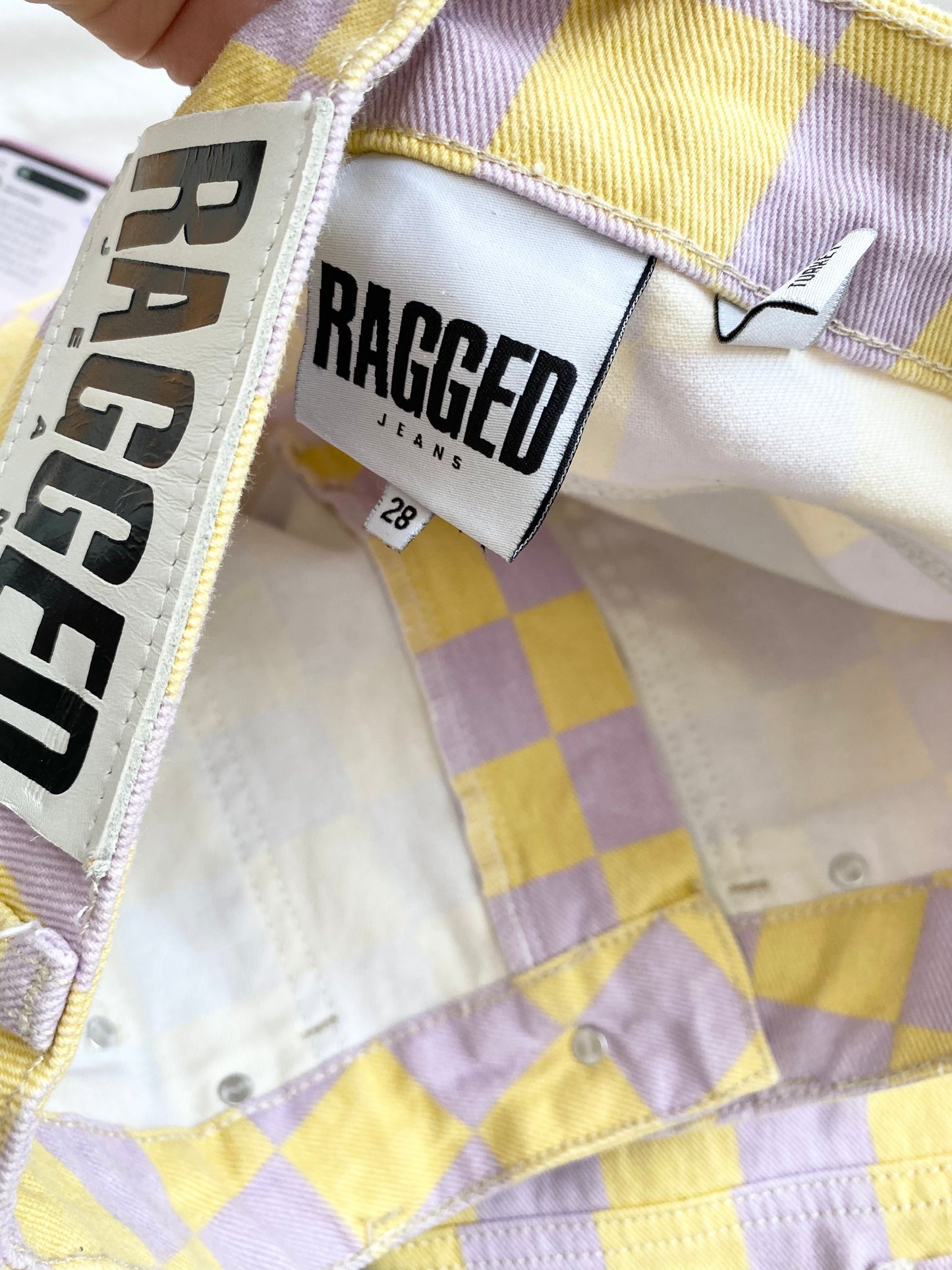 The ragged priest checked cargo jeans W28