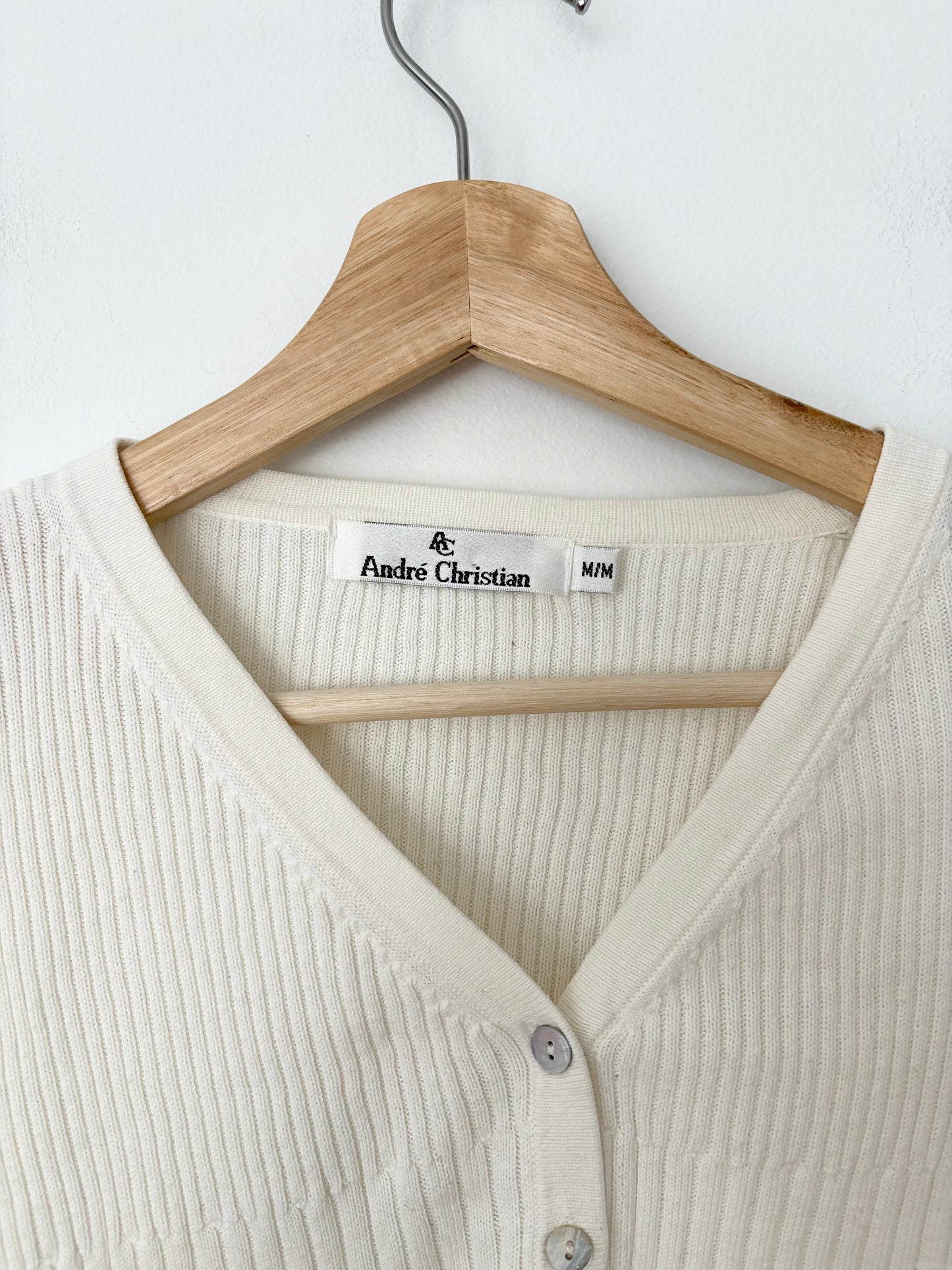 Vintage André Christian crop ribbed cardigan Medium