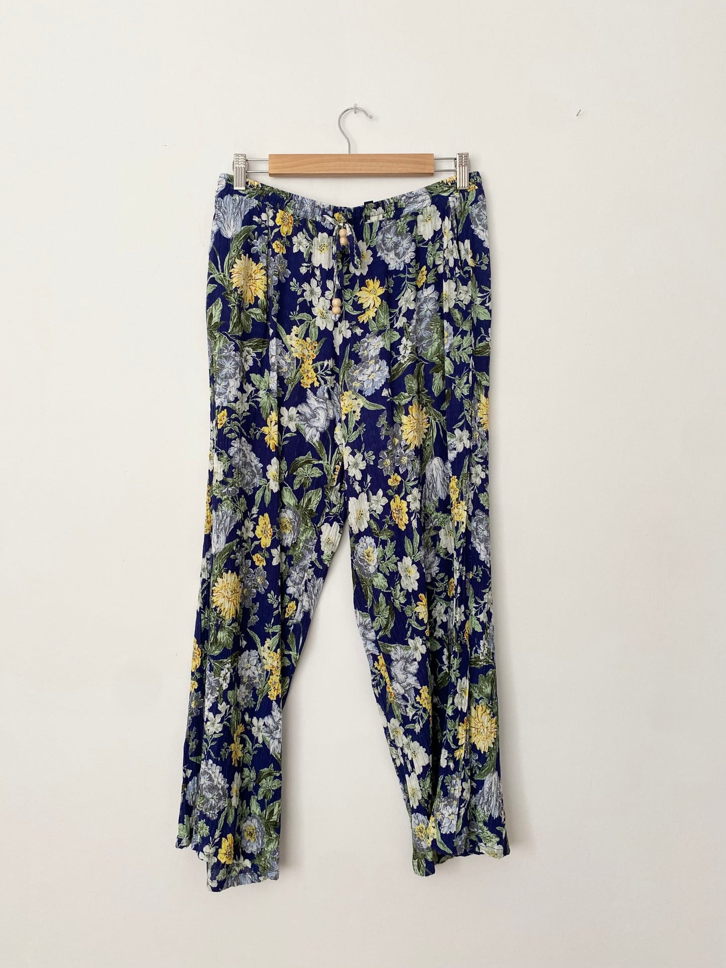 Rachel Roy crinkled floral wide leg pants Large