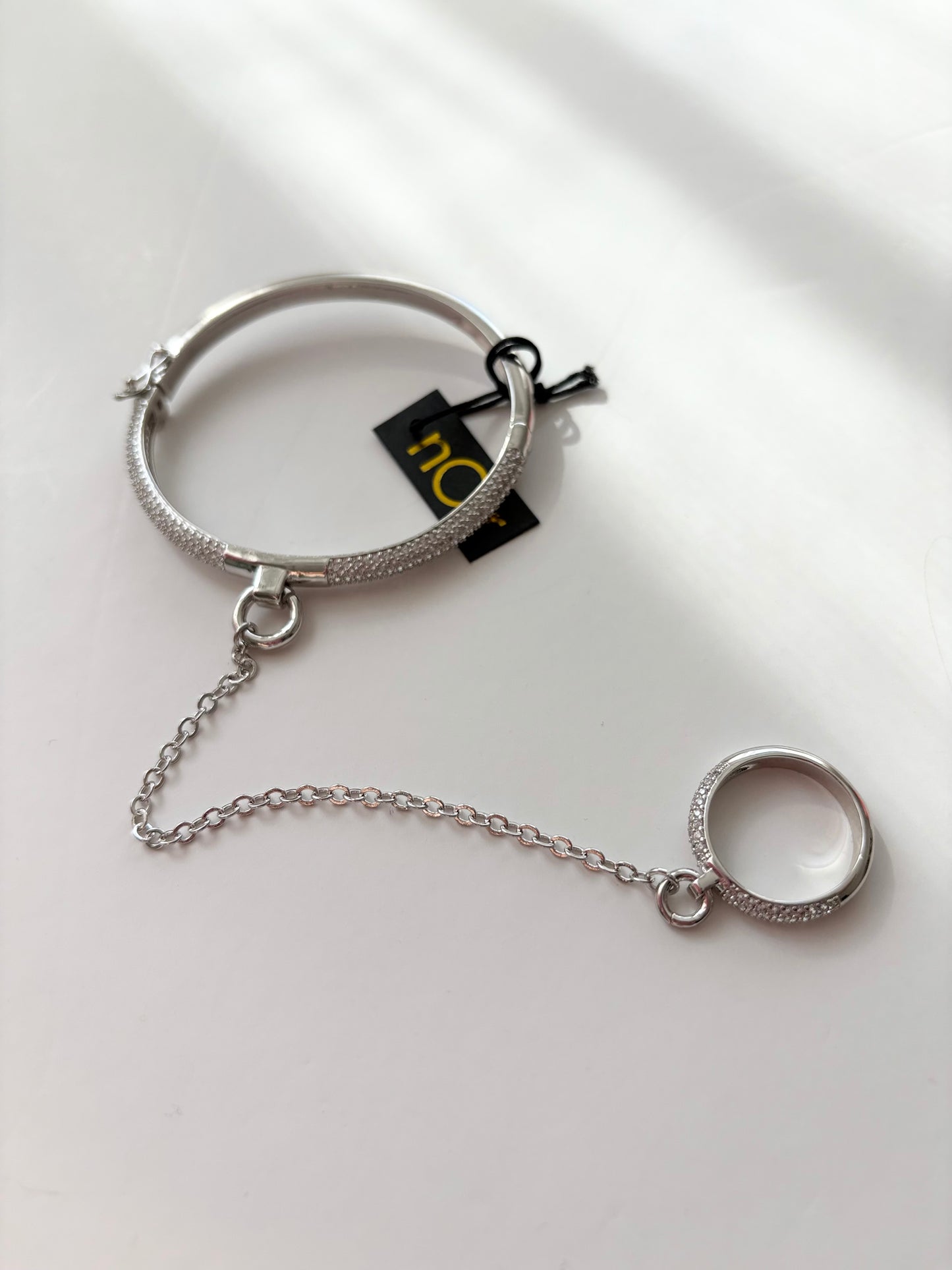 Noir NYC pavé silver bracelet and ring set