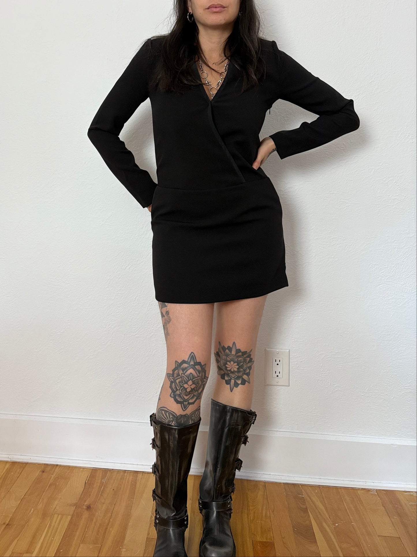 The kooples crossover drop waist mini dress small