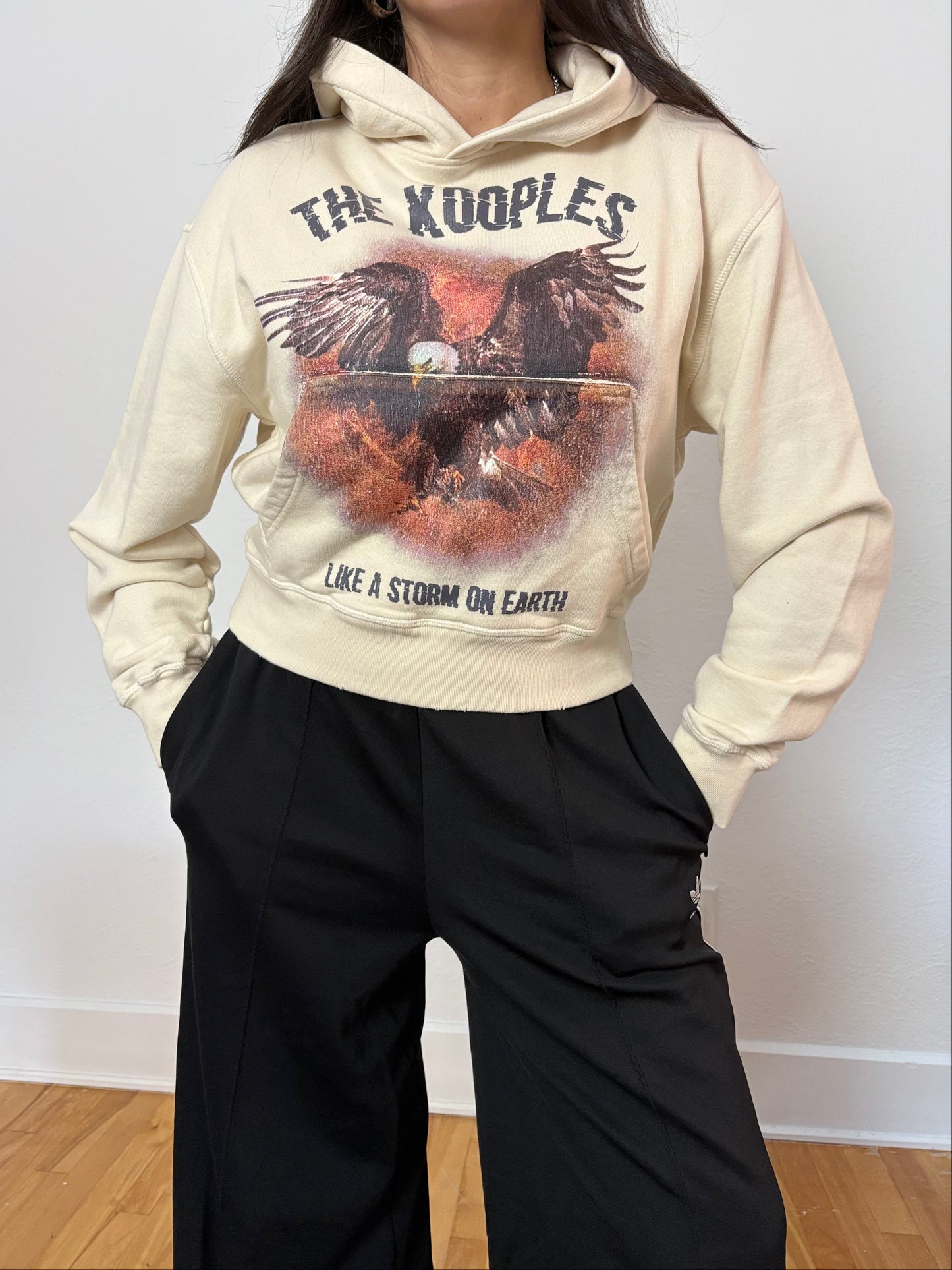 The kooples eagle boxy crop hoodie Small