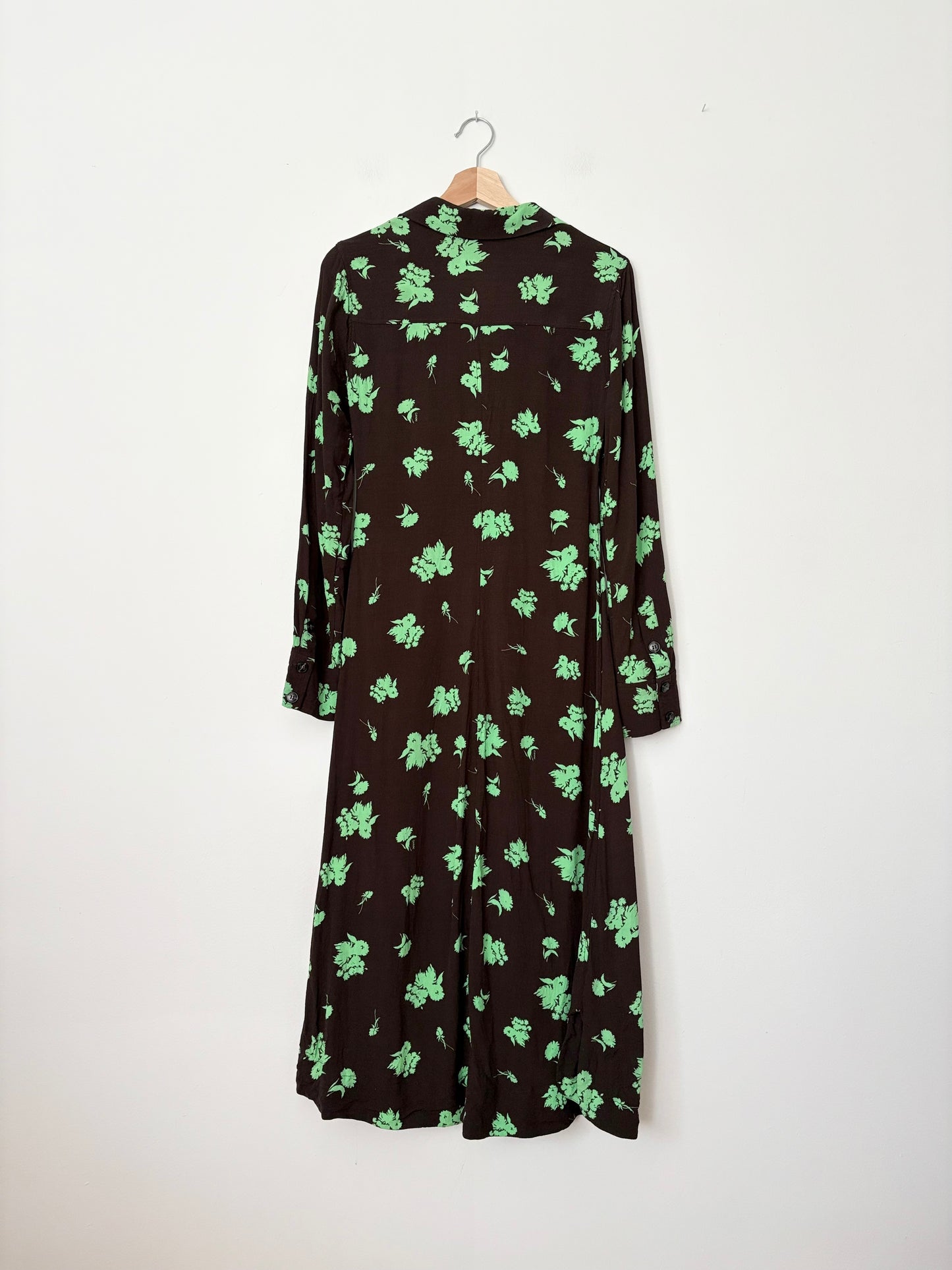 Ganni floral printed crepe shirtdress Medium