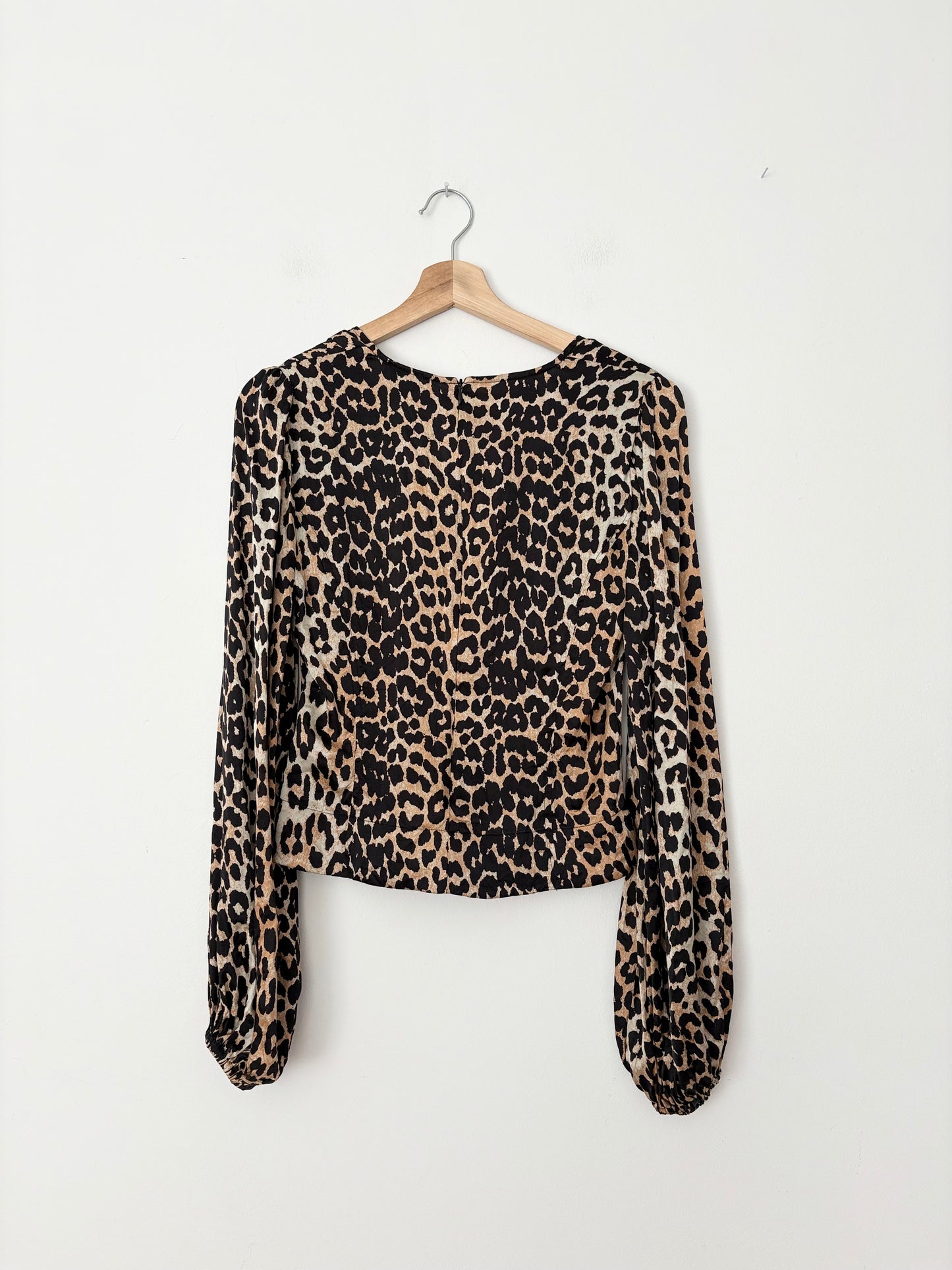 Ganni leopard print silk top Small