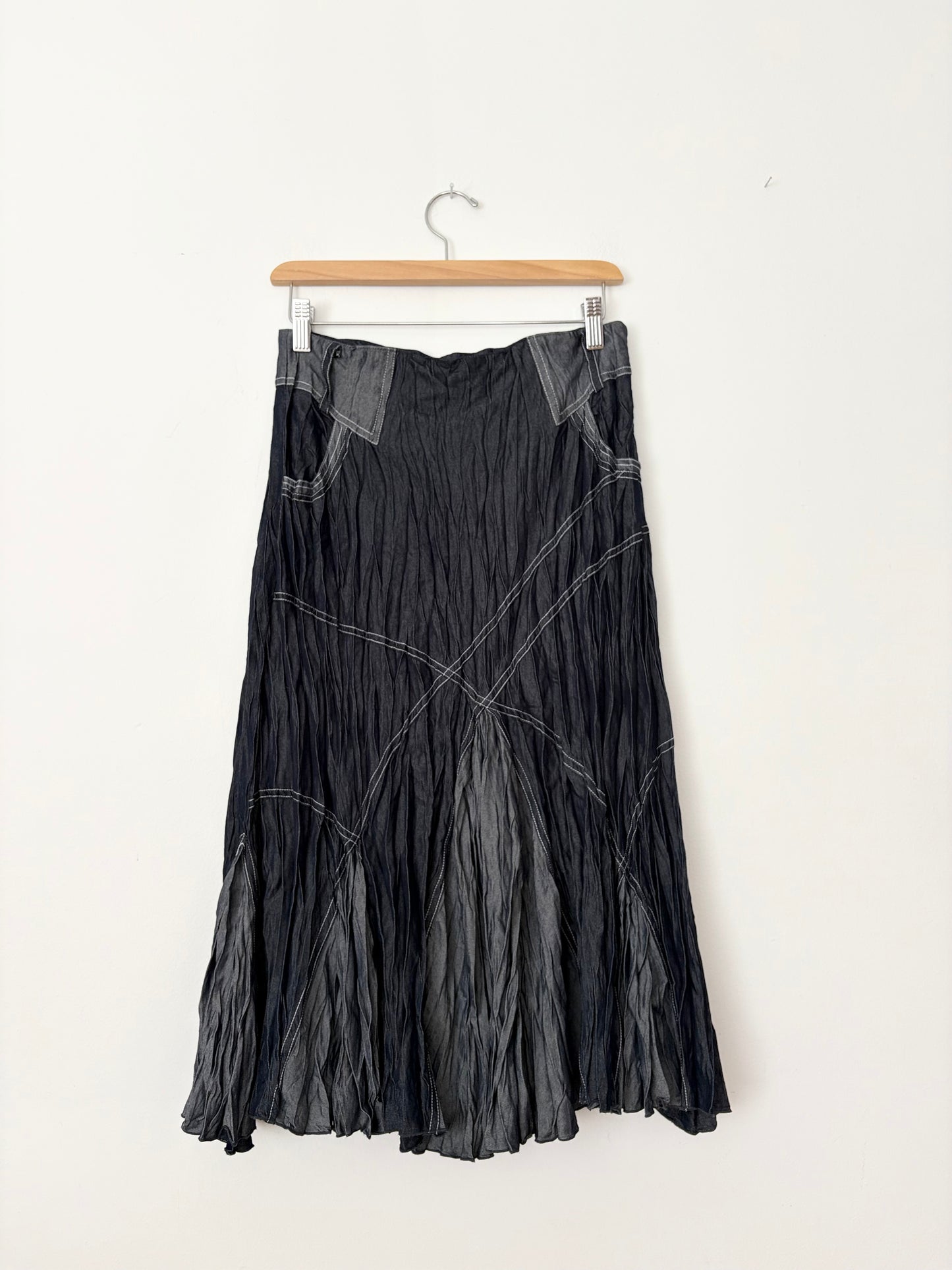 Jupe midi vintage taille basse froissée XS-M