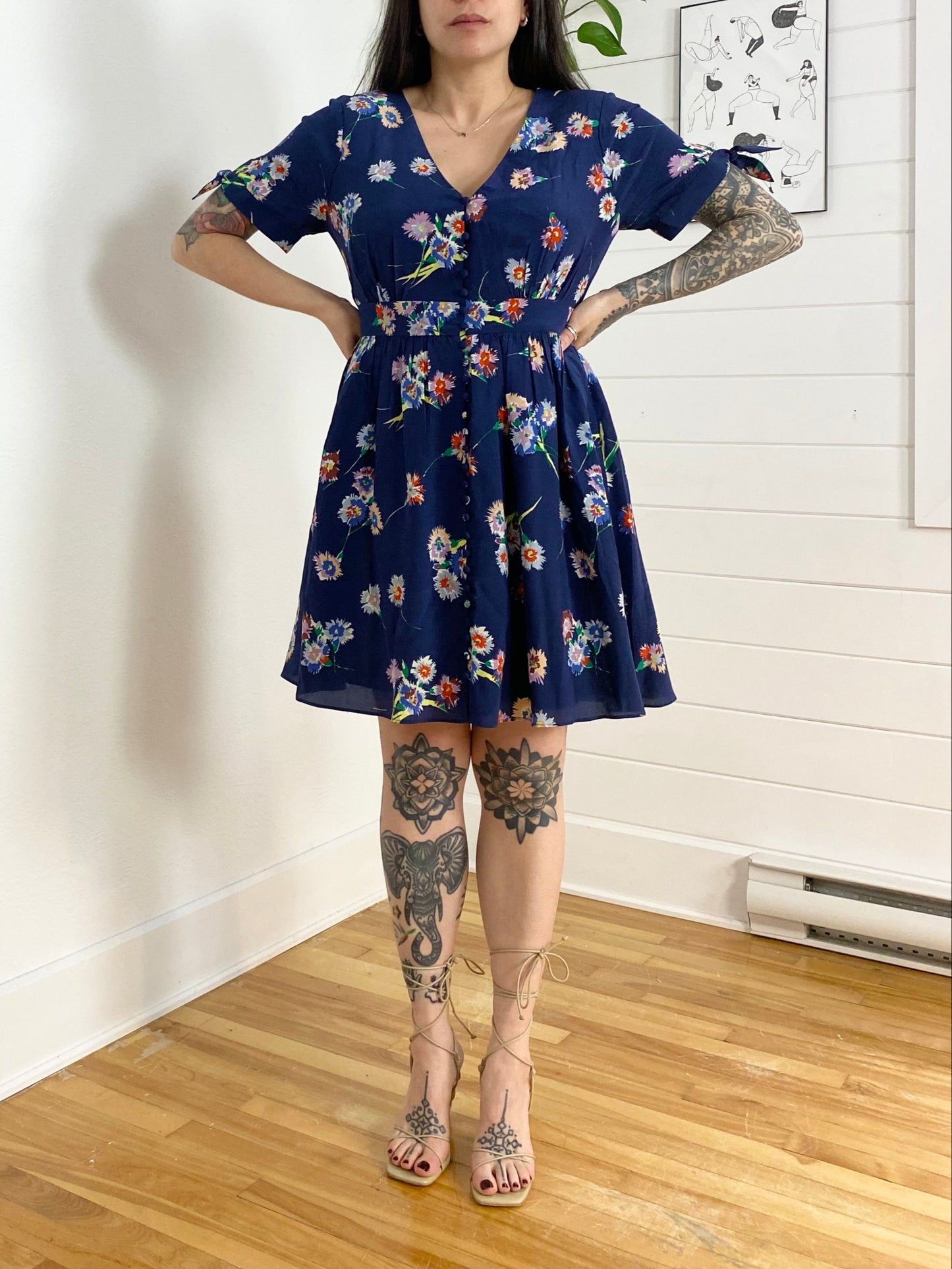 Madewell silk button front retro dress Medium
