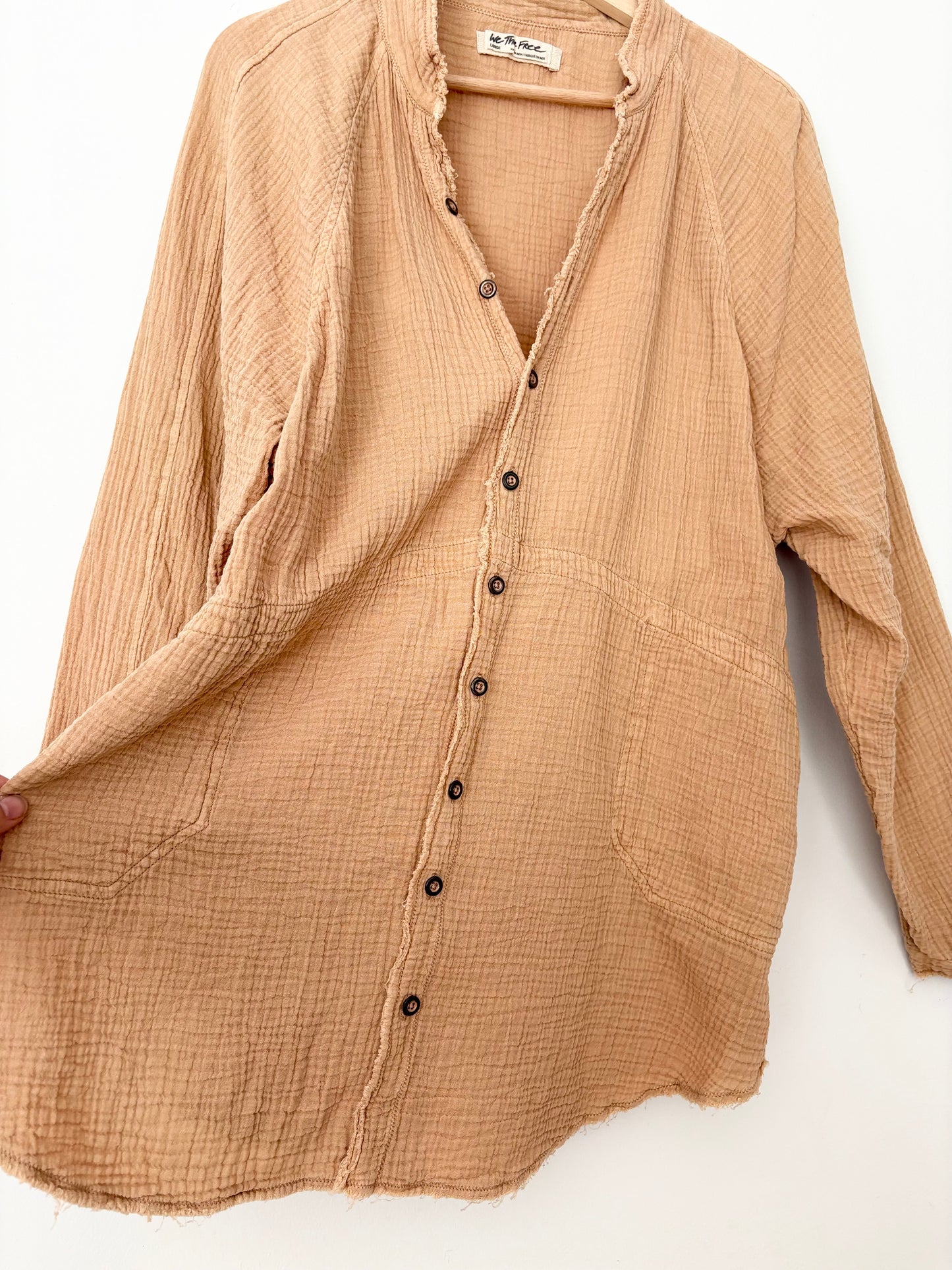 Free People summer daydream frayed button down L/XL