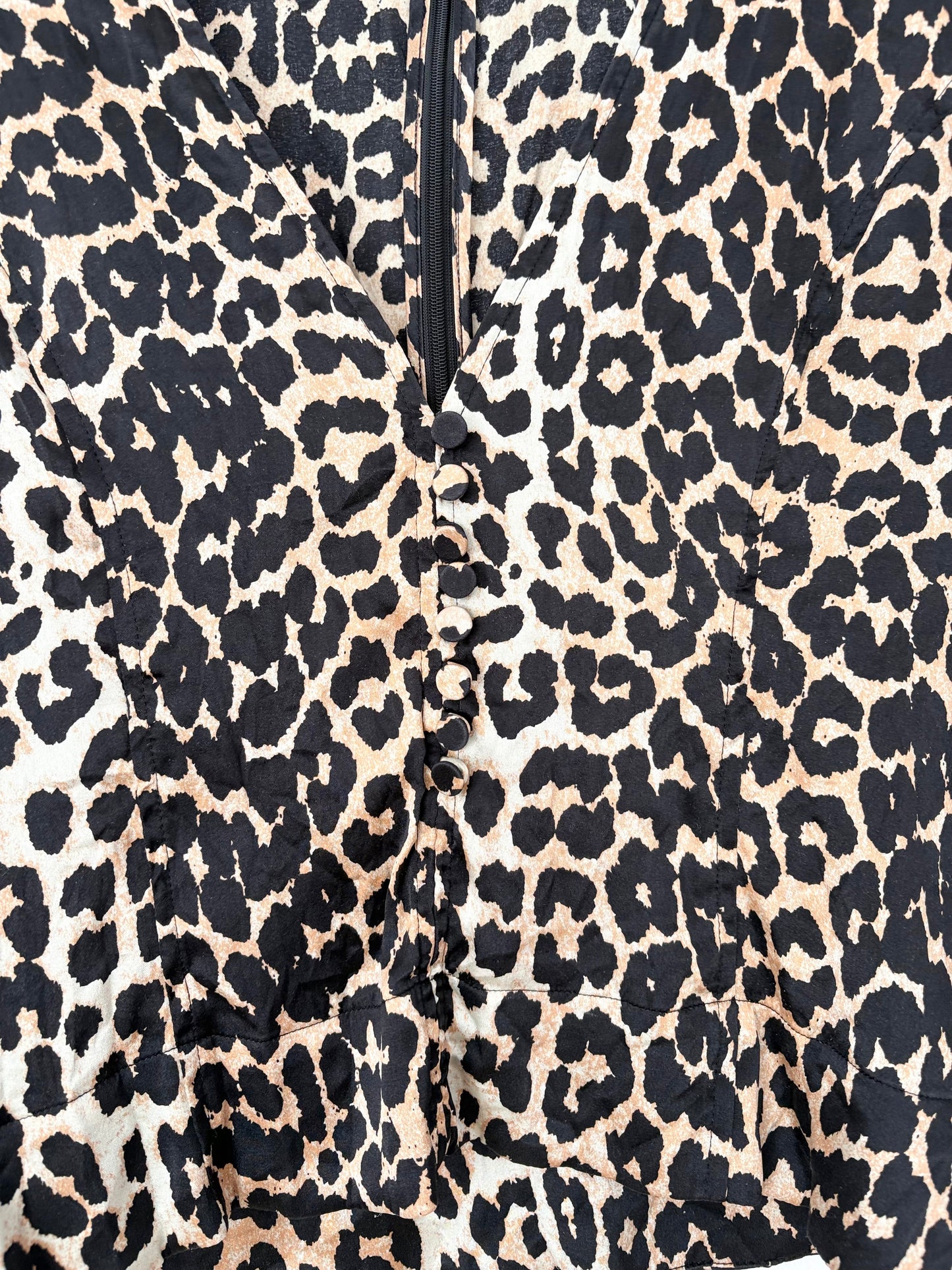 Ganni leopard print silk top Small