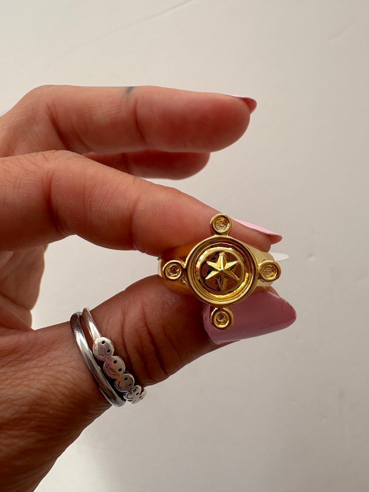 Noir NYC gold plated compass ring