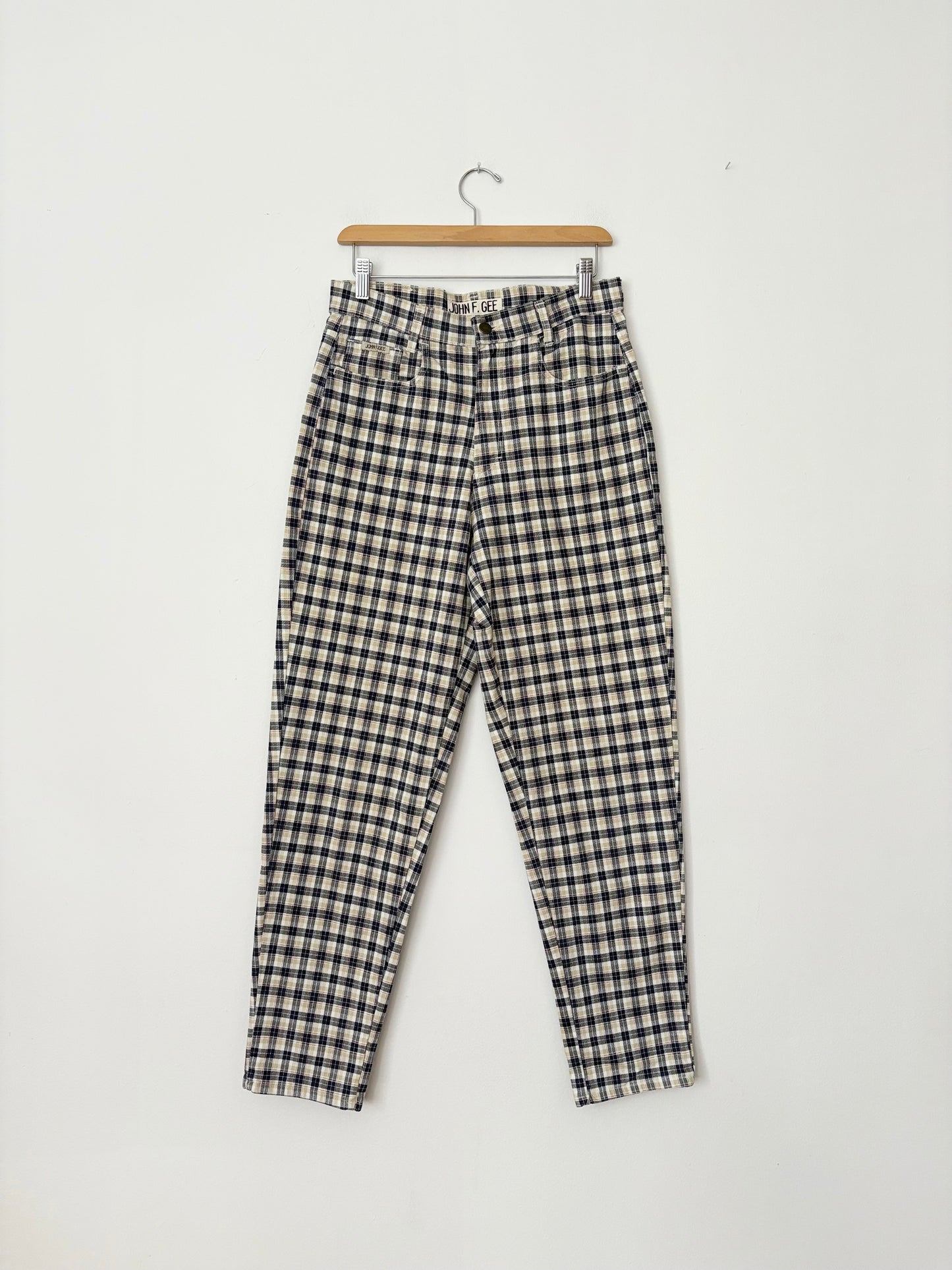 Vintage plaid high waist tapered pants W29