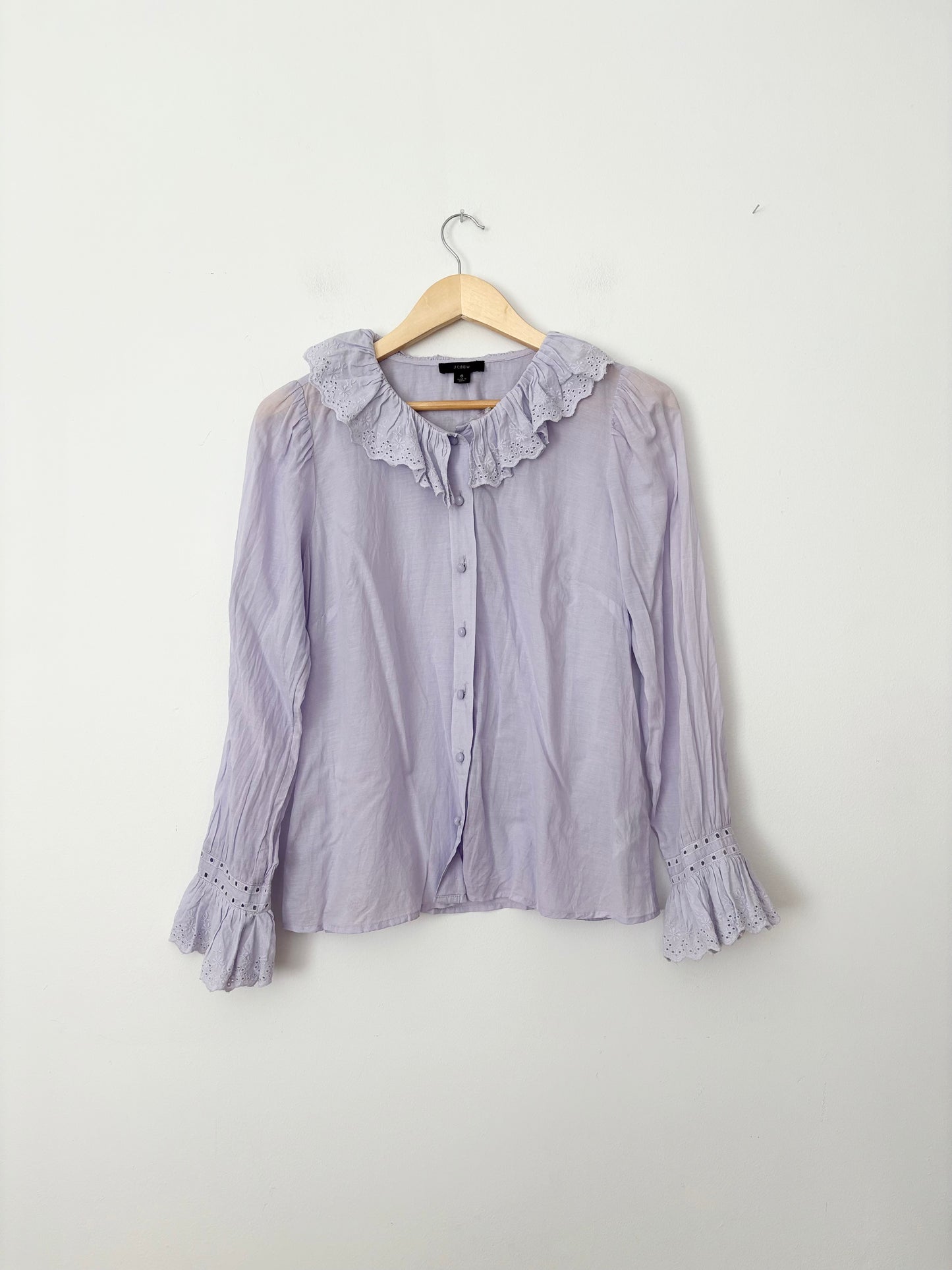 J.crew ruffle collar embroidered blouse Medium