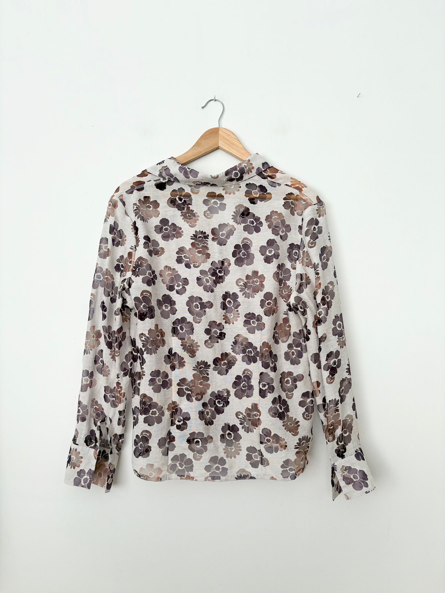 Blouse vintage FDJ à fleurs transparentes, taille moyenne