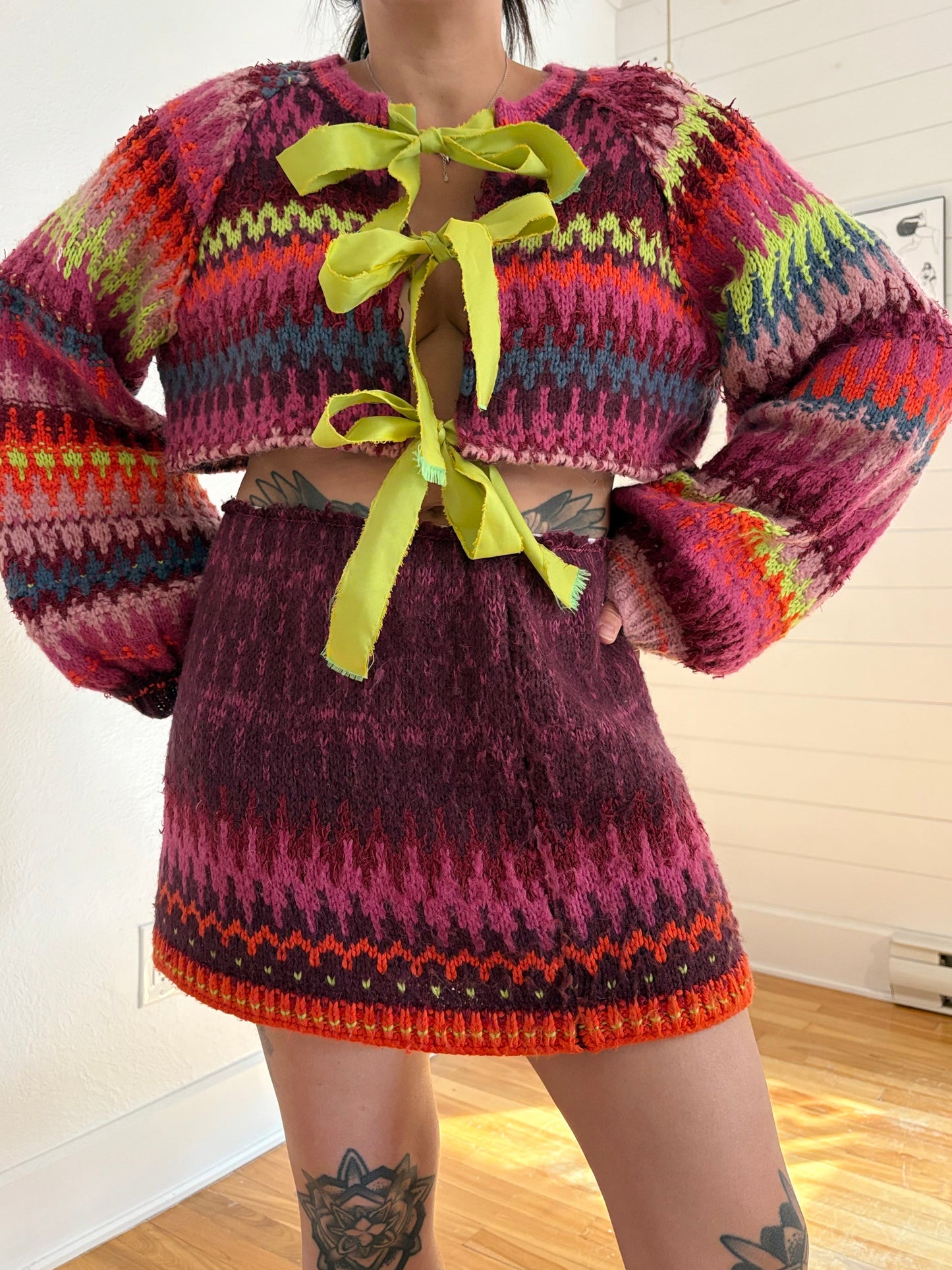 Free People handmade knit set M/L