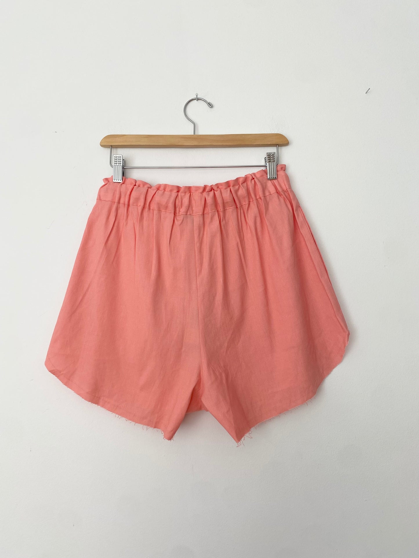 SHORE Pink linen blend tie waist shorts Small